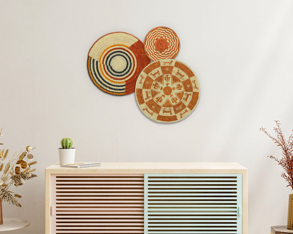 Set of 3 Handwoven wall baskets SET-208-3 N