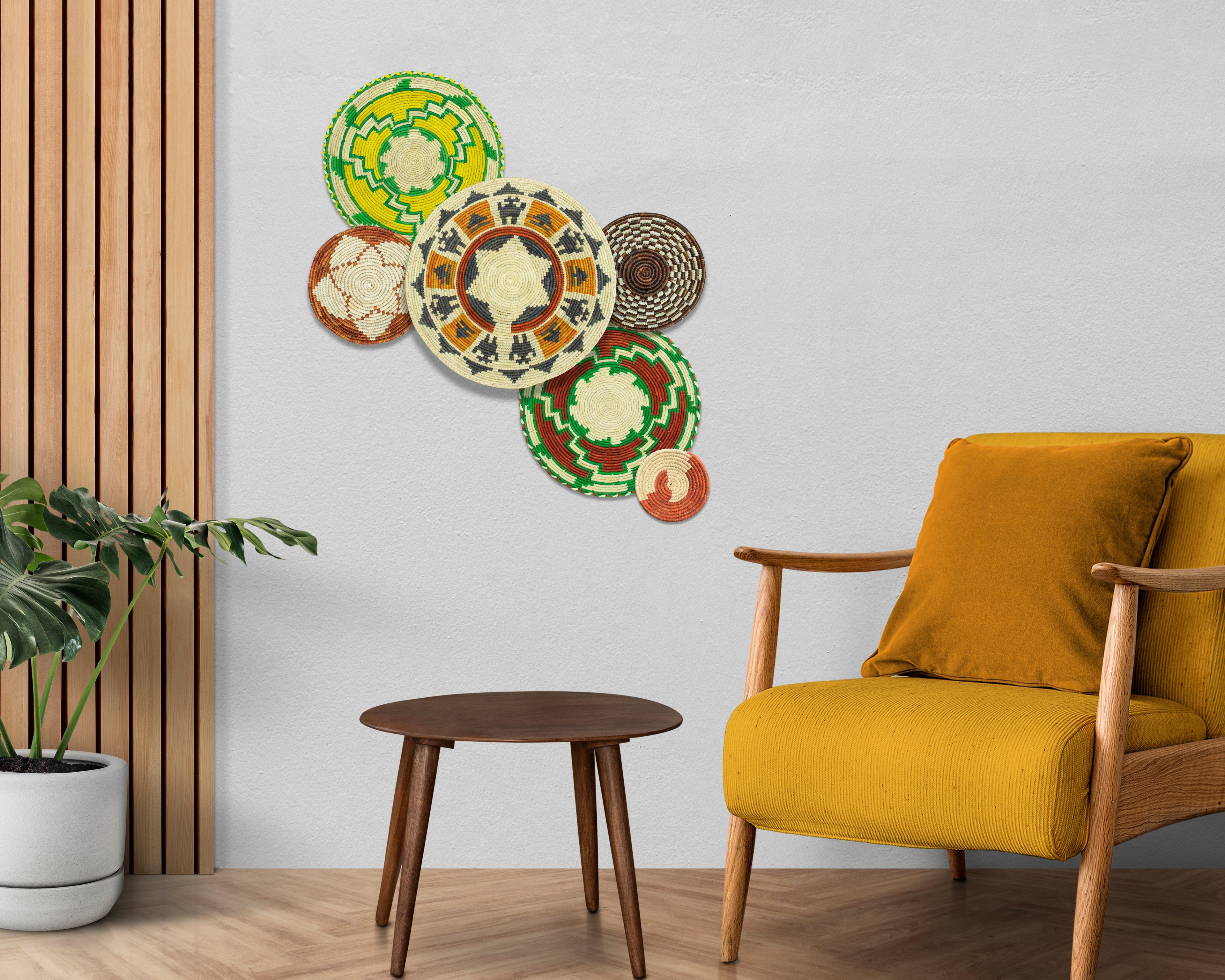 Set of 6 Handwoven wall baskets SET-372-6 N