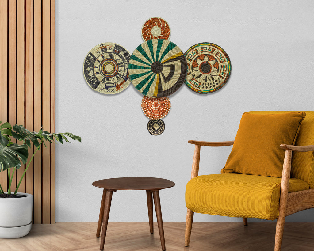 Set of 6 Handwoven wall baskets SET-297-6 N