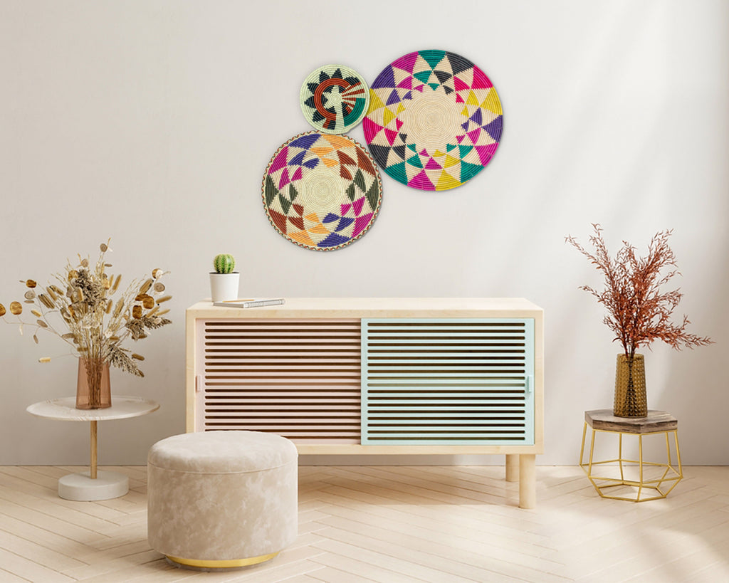 Set of 3 Handwoven wall baskets SET-204-3 N