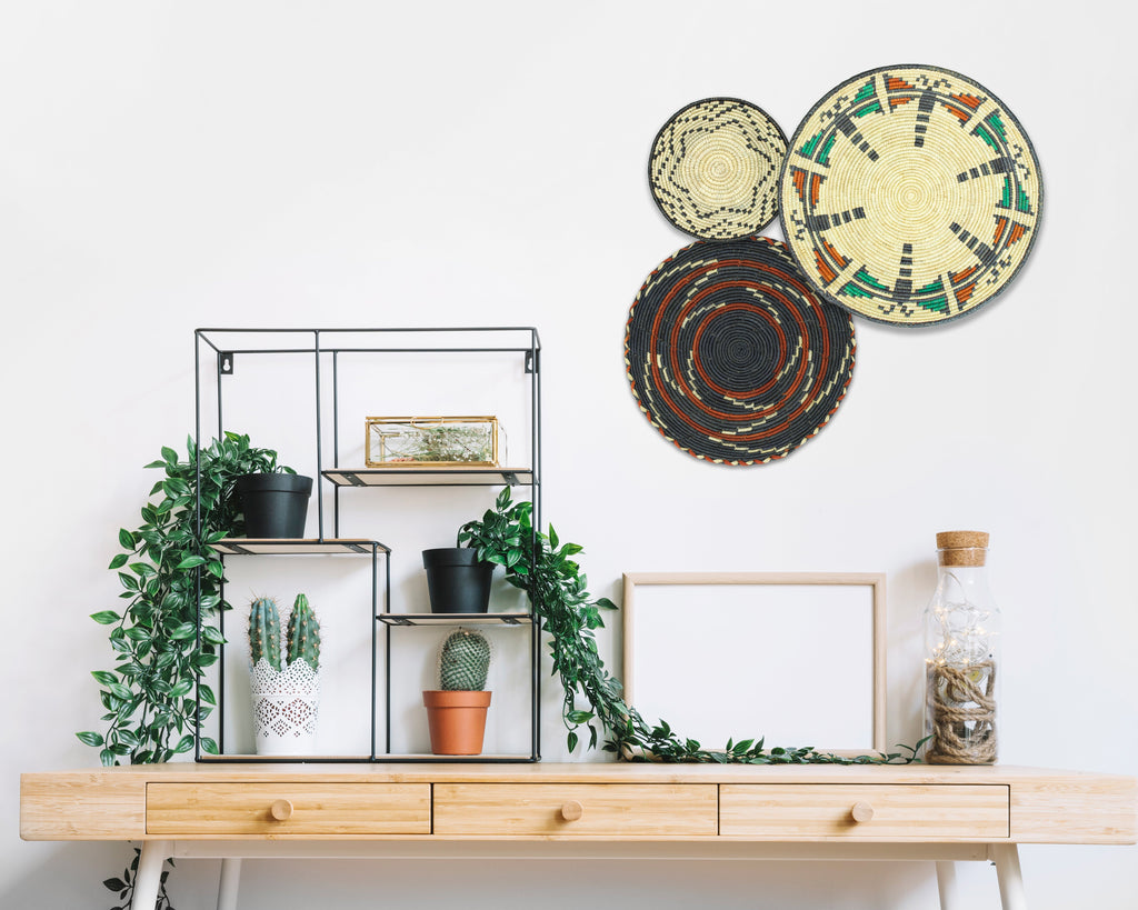 Set of 3 Handwoven wall baskets SET-213-3 N