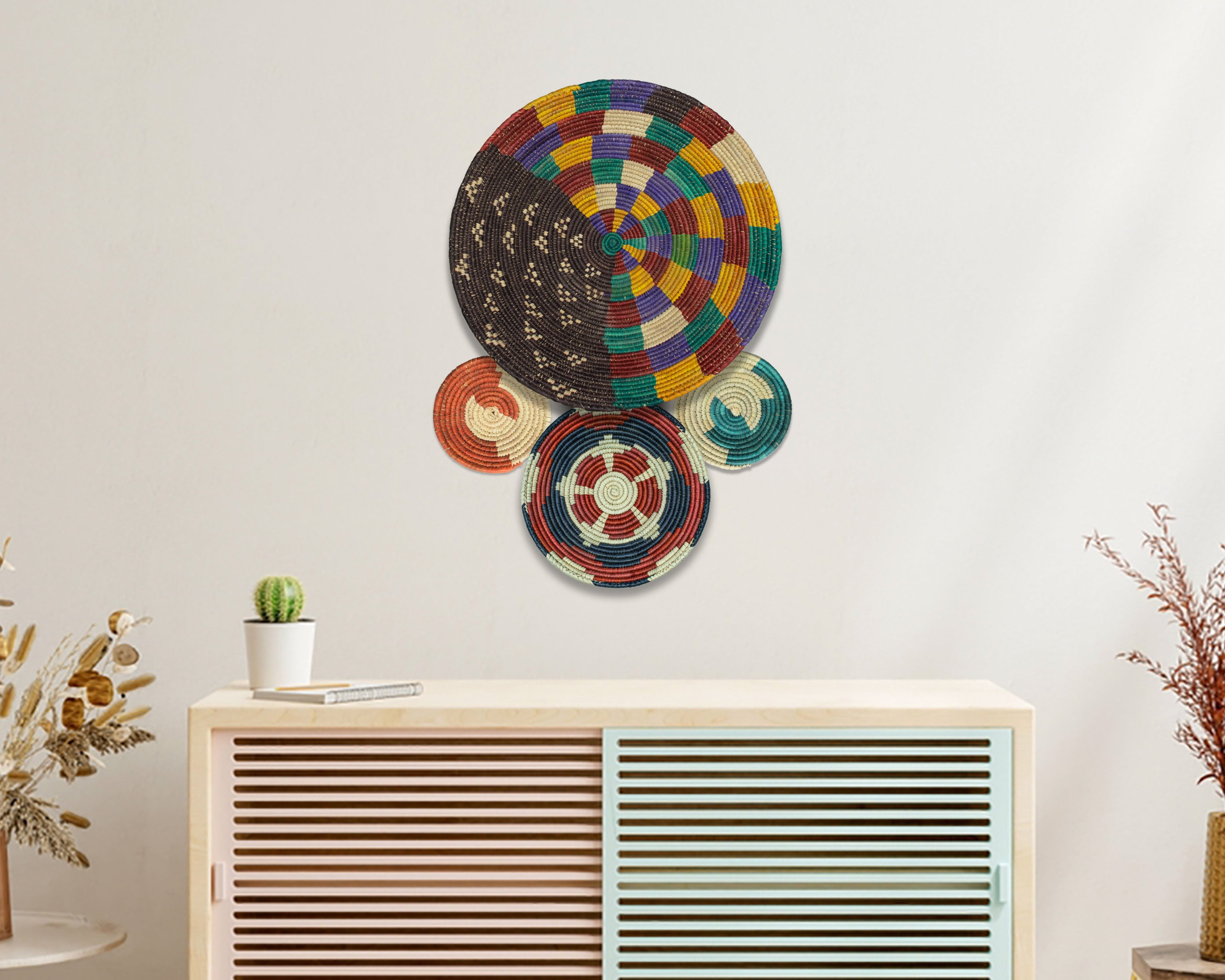 Set of 4 Handwoven wall baskets SET-233-4 N