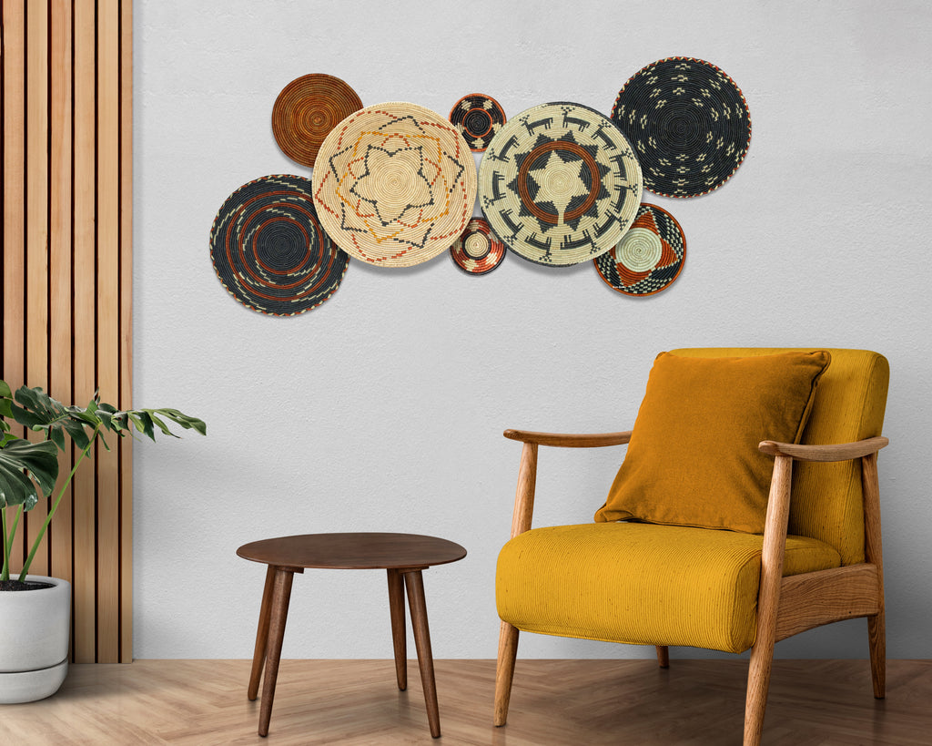 Set of 8 Handwoven wall baskets SET-251-8 N