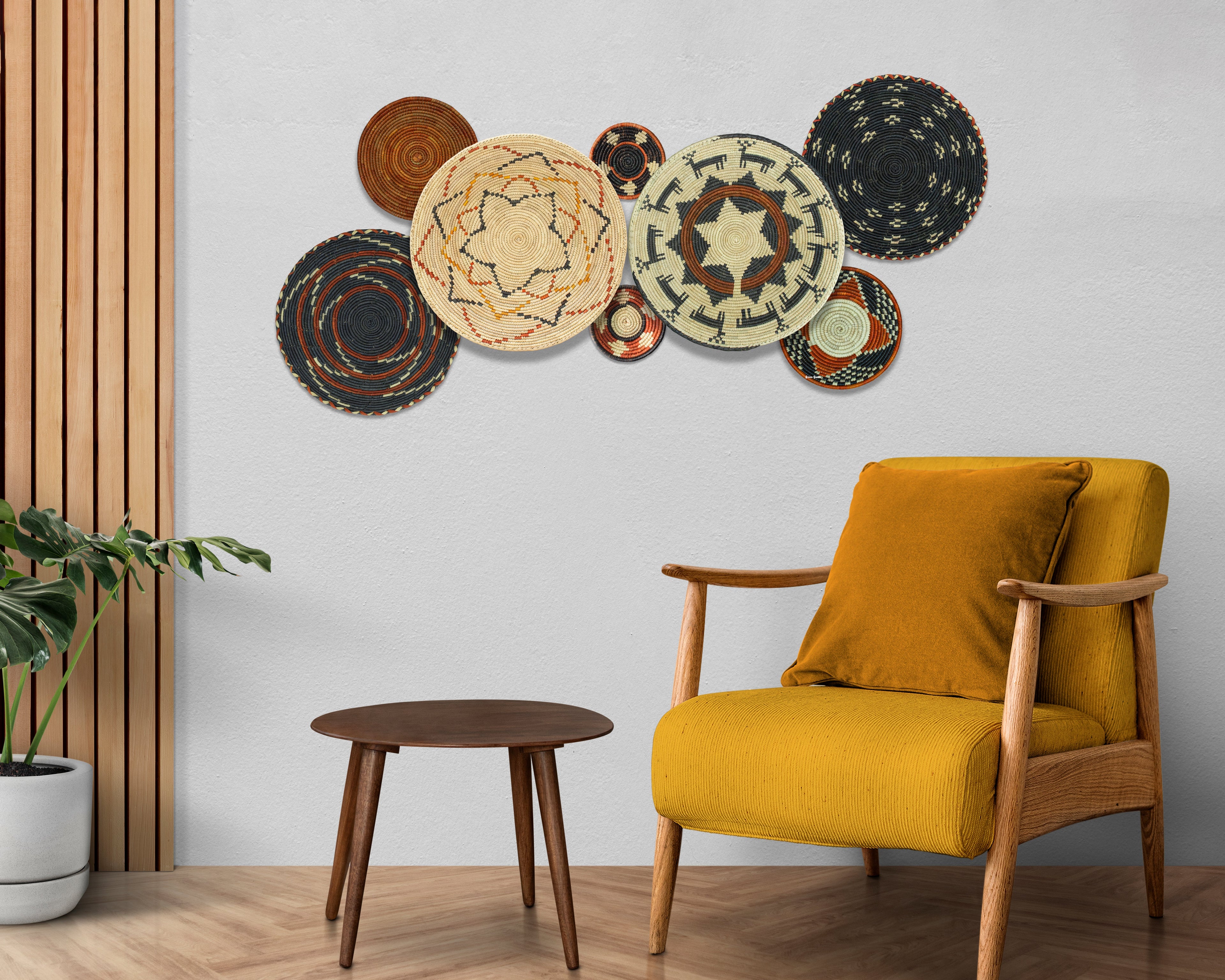 Set of 8 Handwoven wall baskets SET-251-8 N