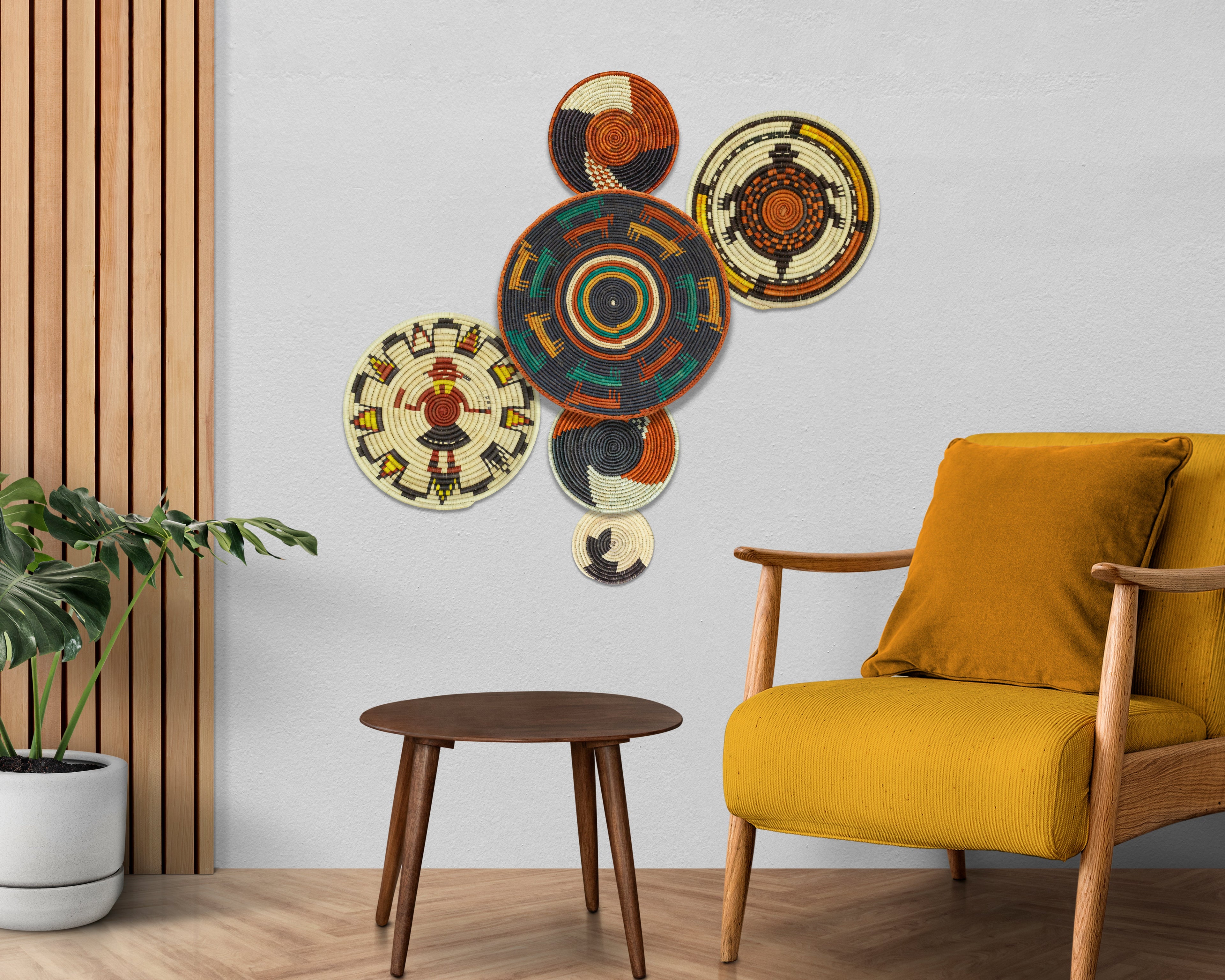 Set of 6 Handwoven wall baskets SET-390-6 N