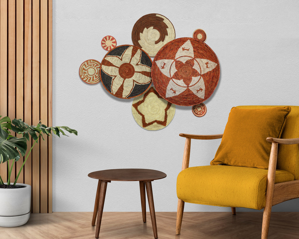 Set of 8 Handwoven wall baskets SET-332-8 N