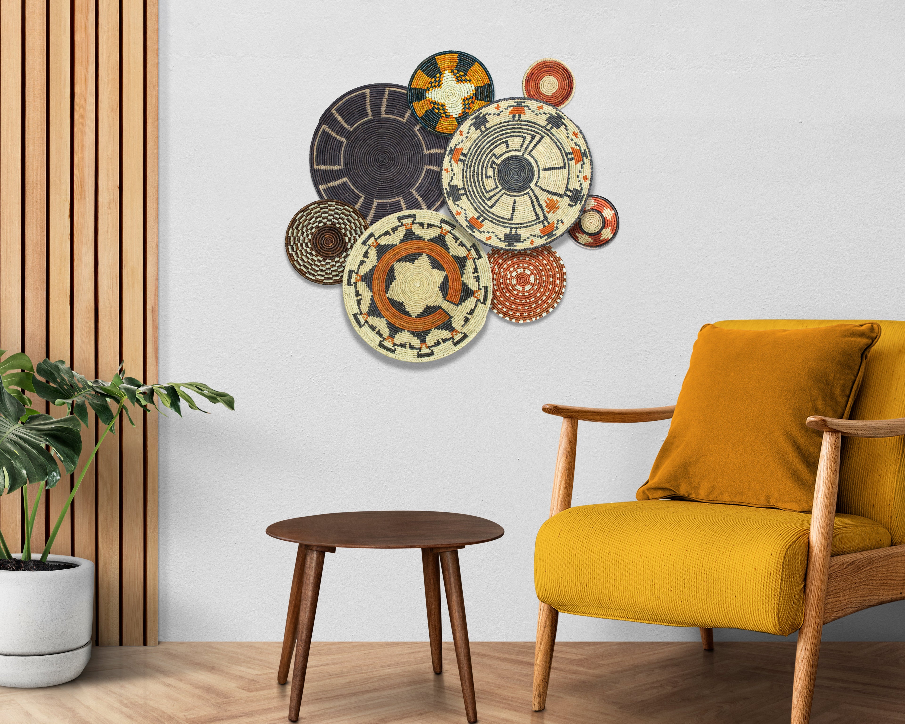 Set of 8 Handwoven wall baskets SET-360-8 N