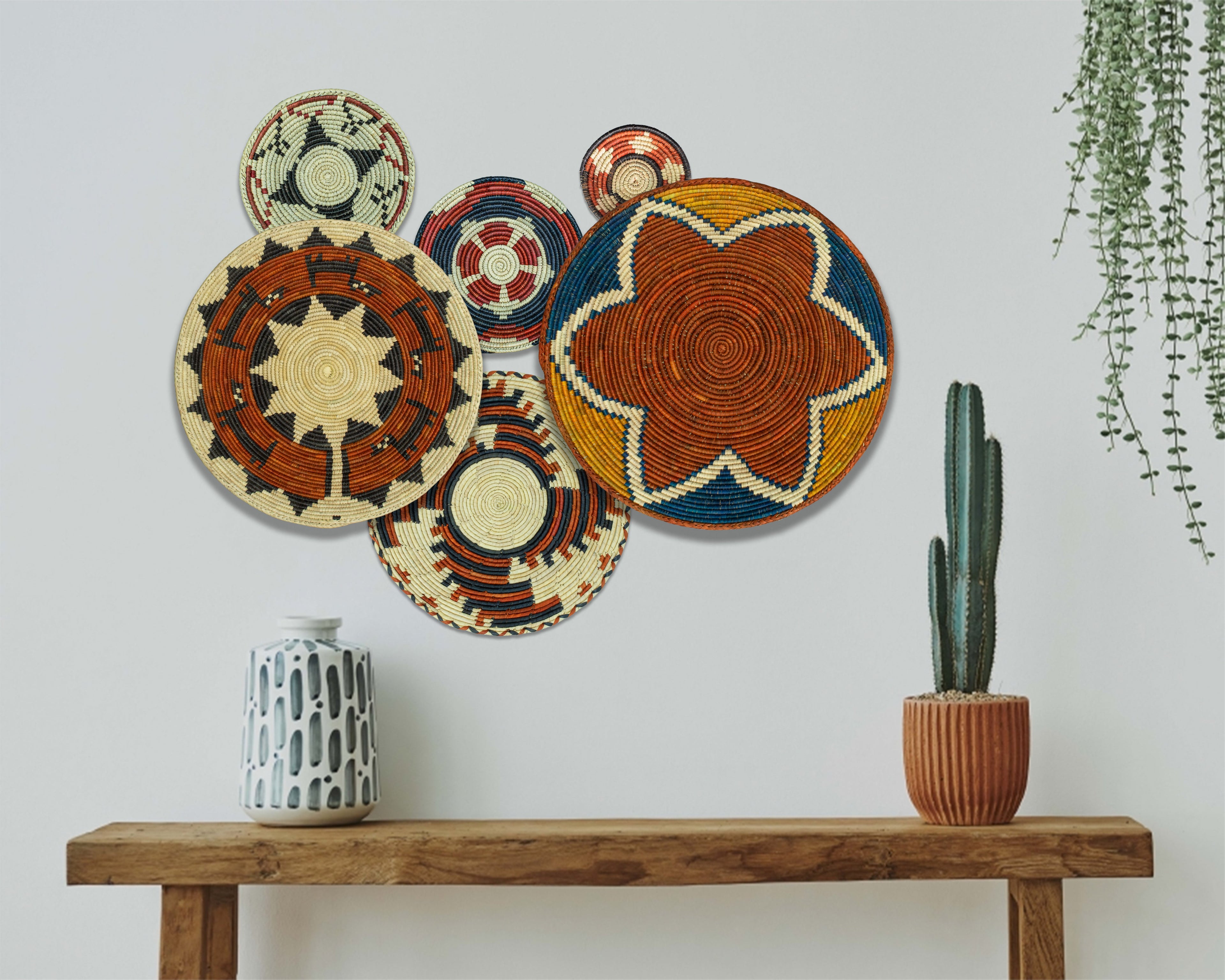 Set of 6 Handwoven wall baskets SET-269-6 N