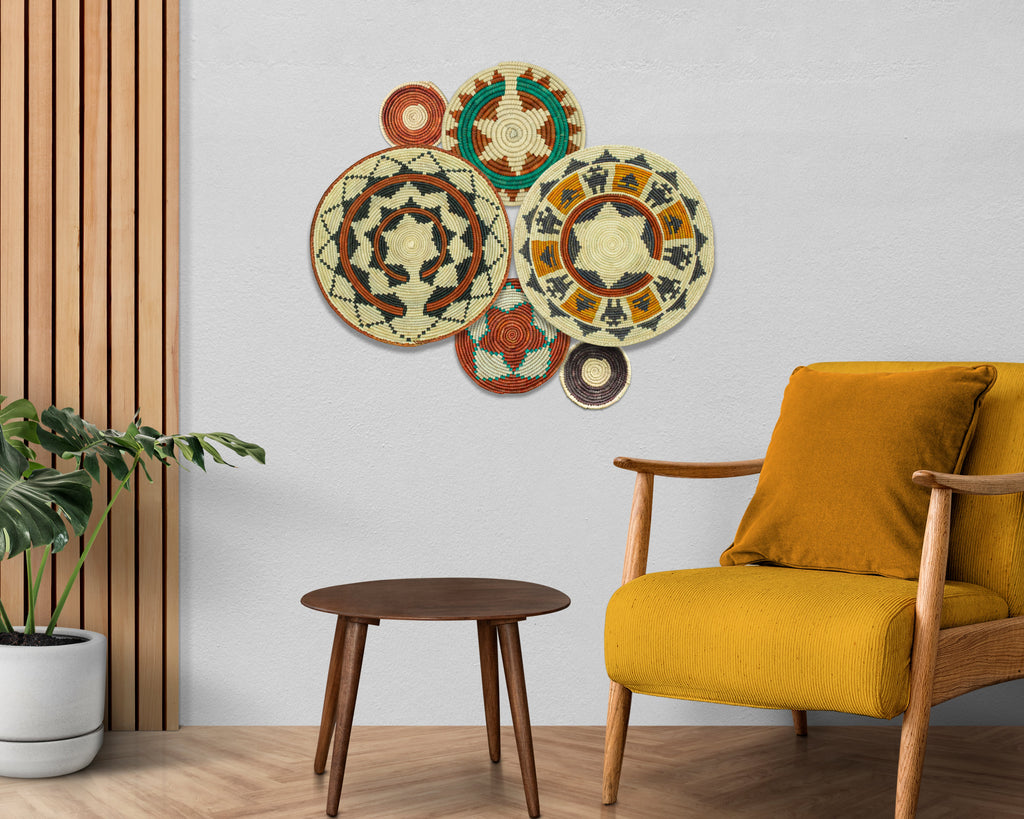 Set of 6 Handwoven wall baskets SET-287-6 N