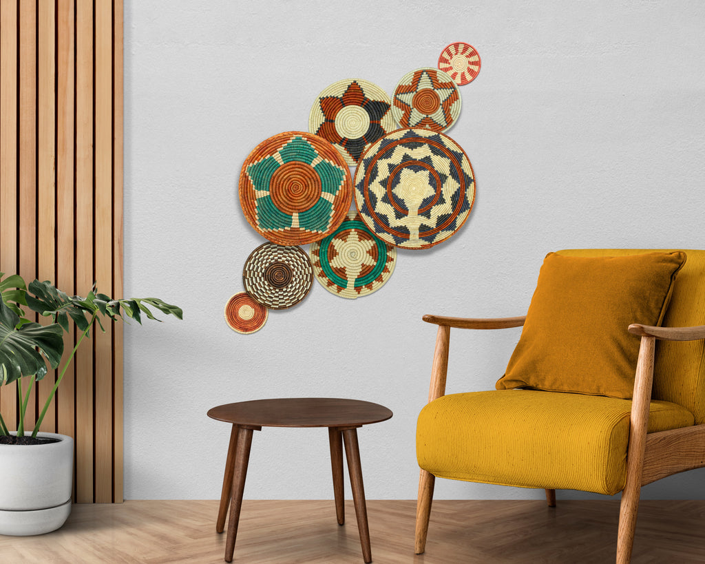 Set of 8 Handwoven wall baskets SET-337-8 N