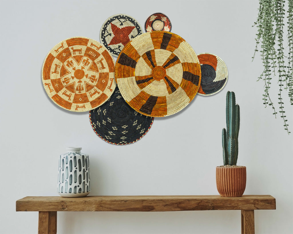 Set of 6 Handwoven wall baskets SET-271-6 N