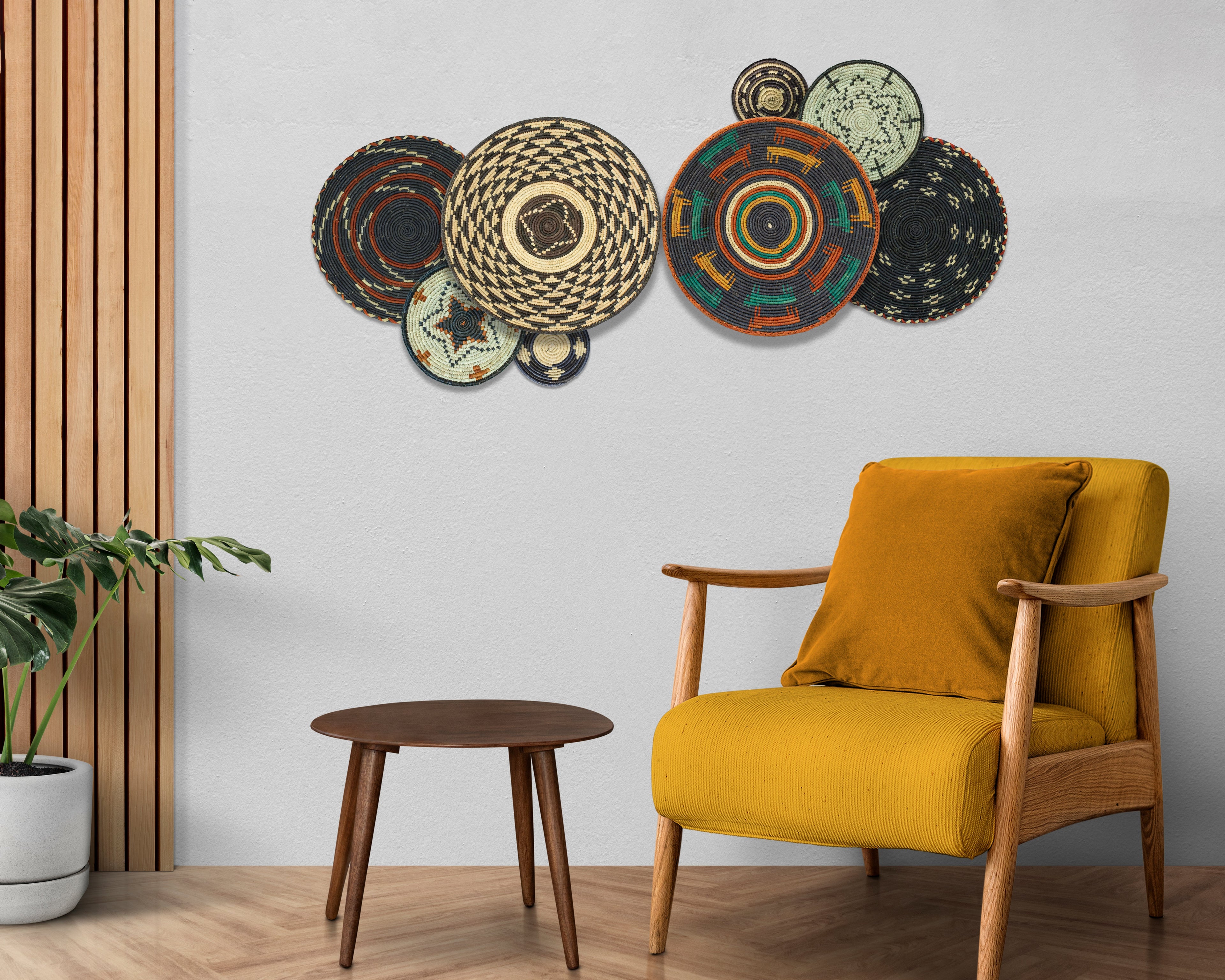 Set of 8 Handwoven wall baskets SET-255-8 N