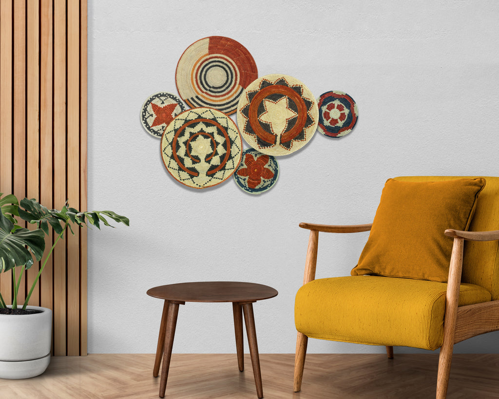 Set of 6 Handwoven wall baskets SET-292-6 N