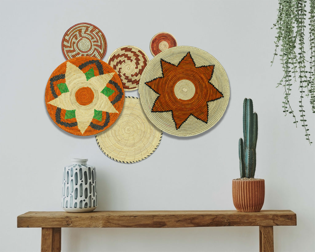 Set of 6 Handwoven wall baskets SET-268-6 N