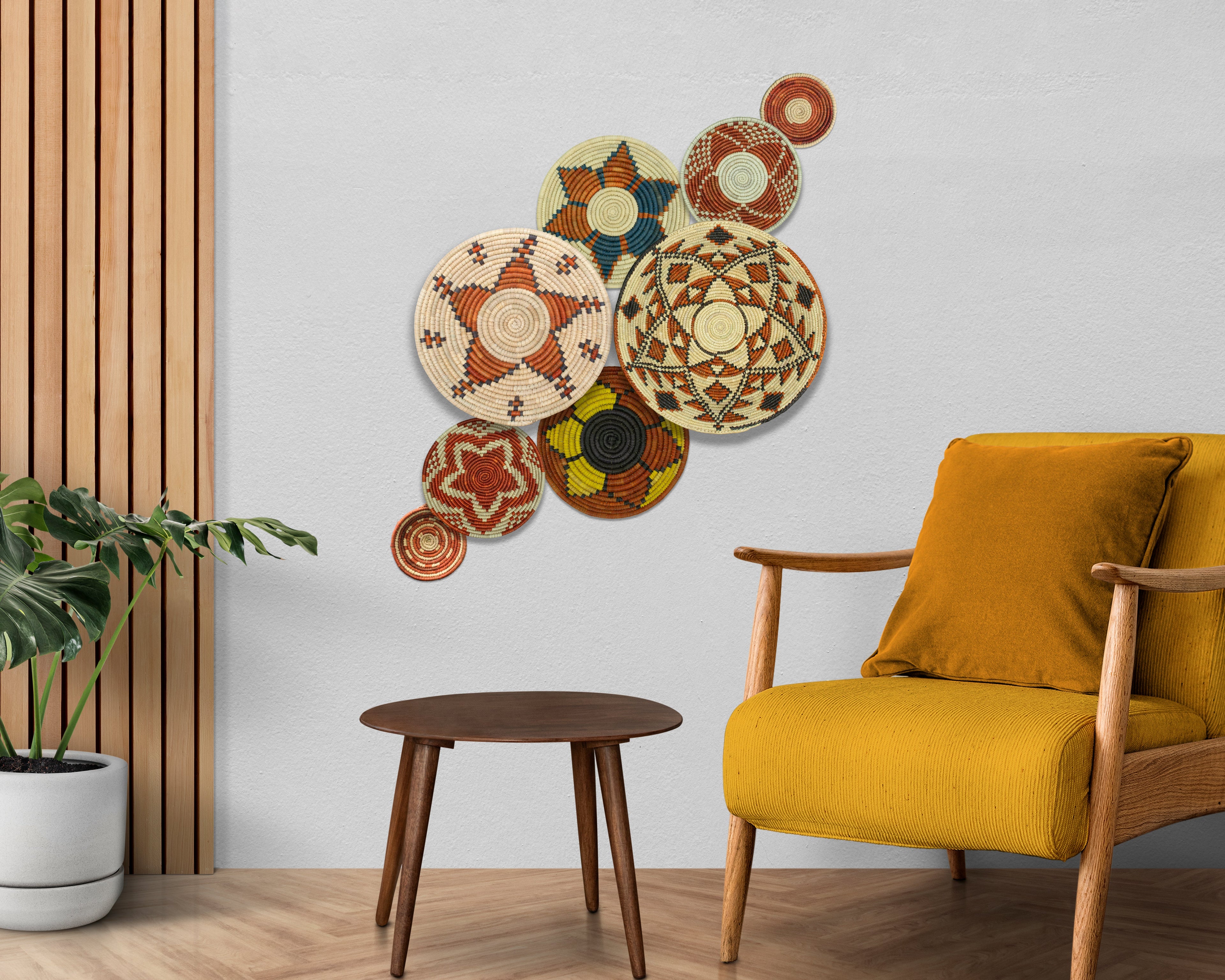 Set of 8 Handwoven wall baskets SET-339-8 N