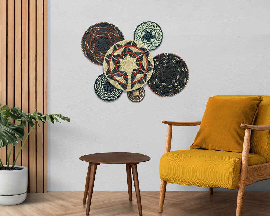 Set of 6 Handwoven wall baskets SET-387-6 N