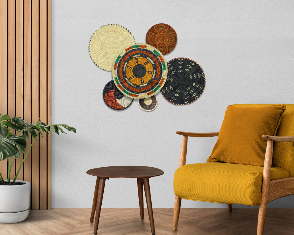 Set of 6 Handwoven wall baskets SET-386-6 N