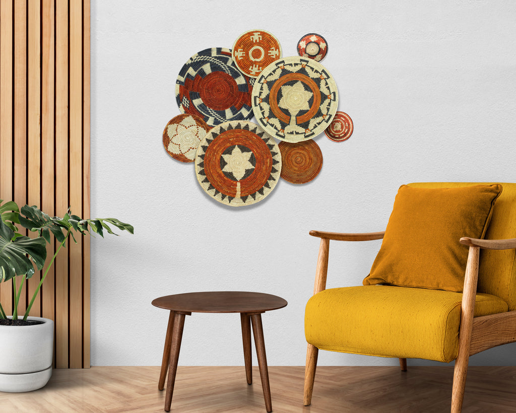 Set of 8 Handwoven wall baskets SET-362-8 N