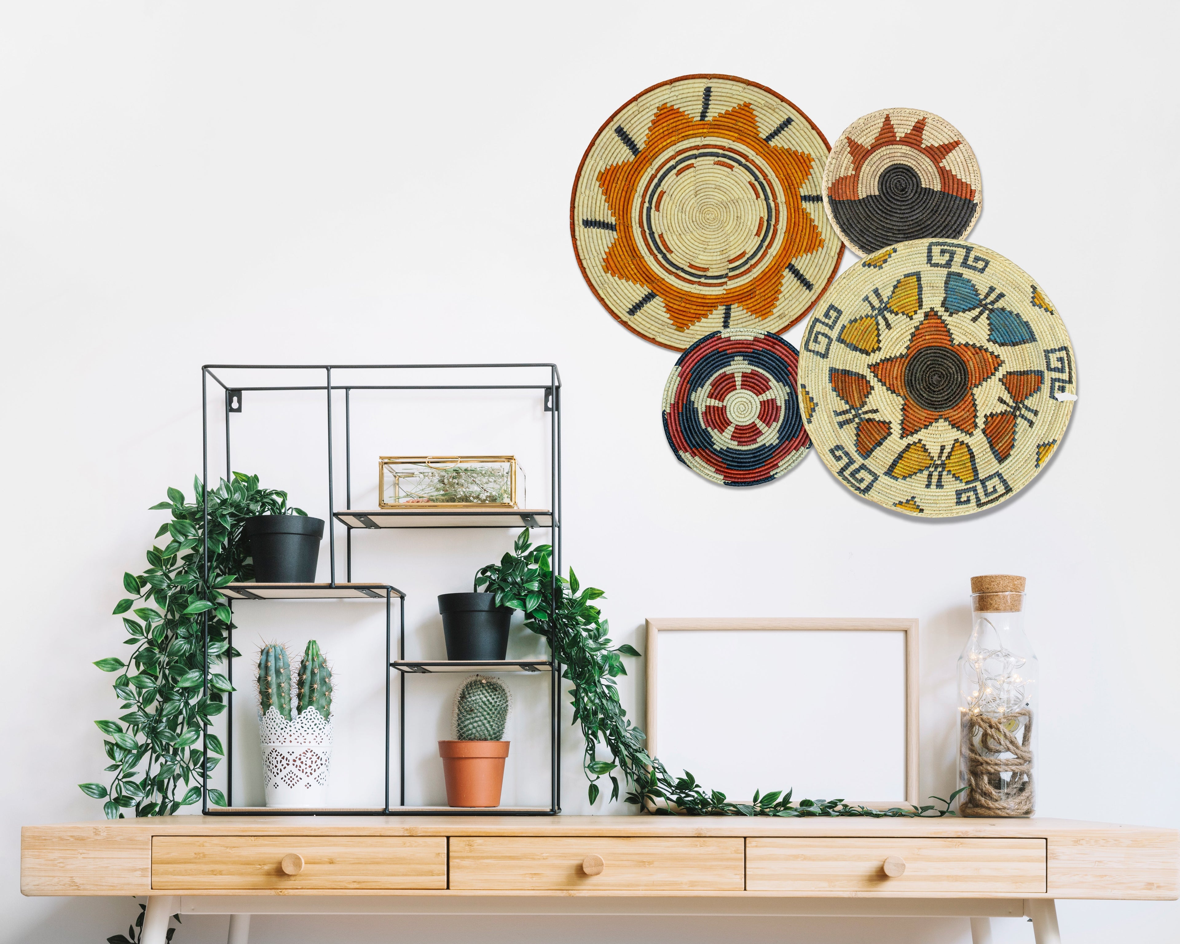 Set of 4 Handwoven wall baskets SET-237-4 N