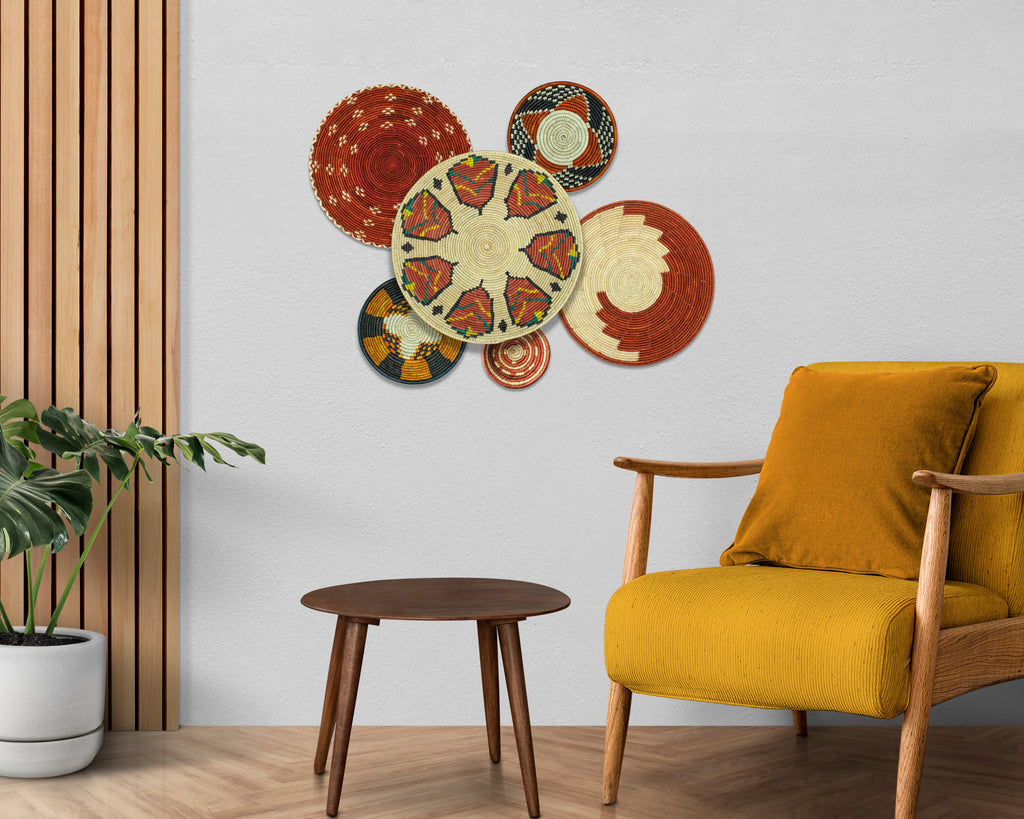 Set of 6 Handwoven wall baskets SET-388-6 N