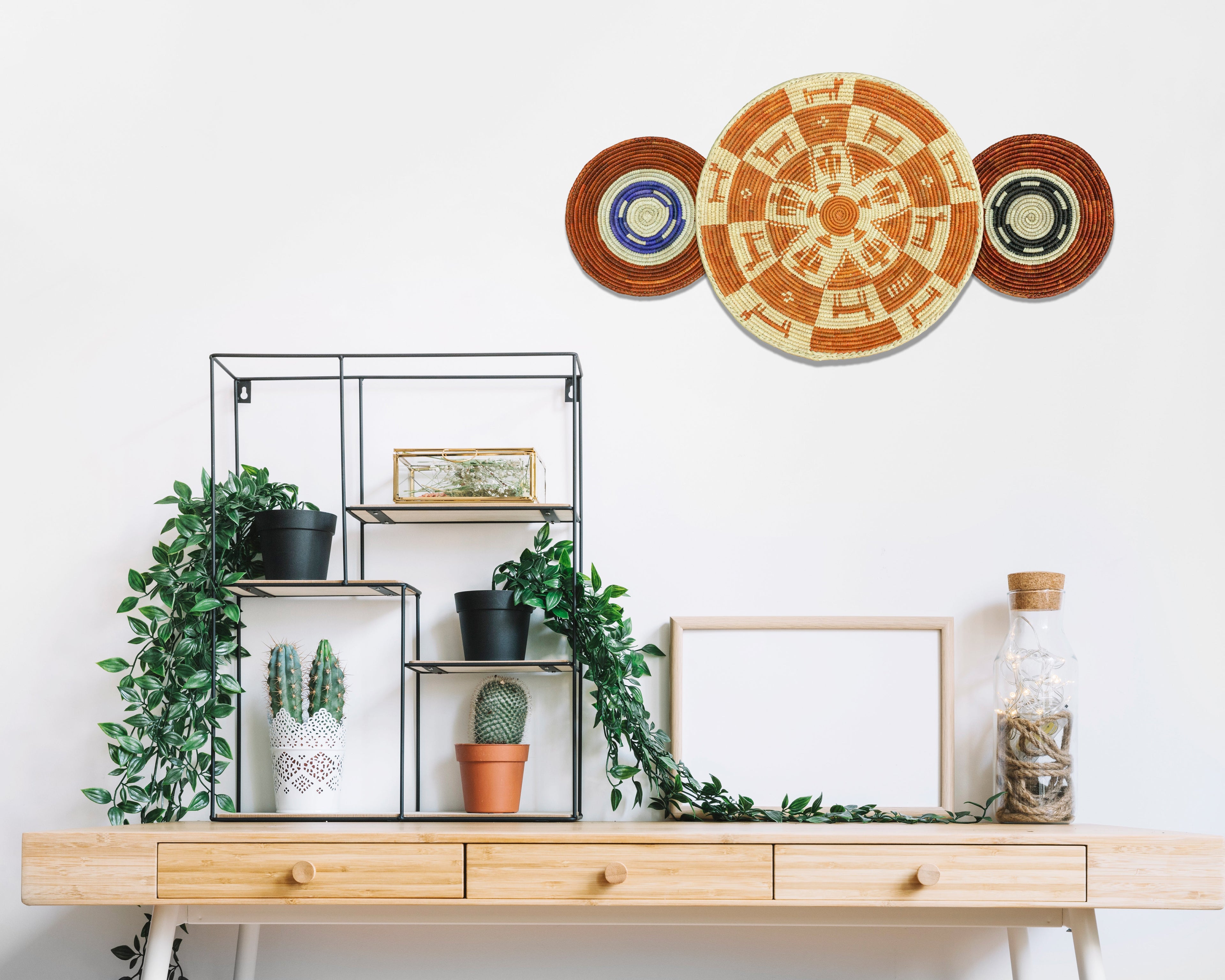 Set of 3 Handwoven wall baskets SET-214-3 N