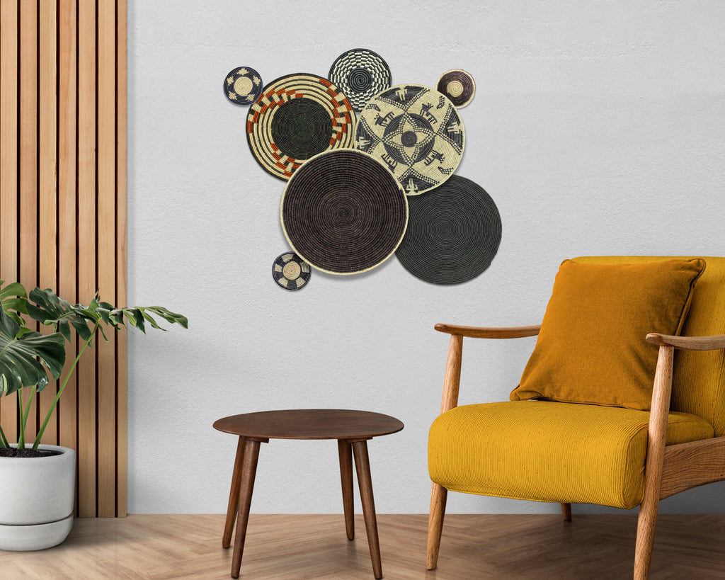 Set of 8 Handwoven wall baskets SET-336-8 N