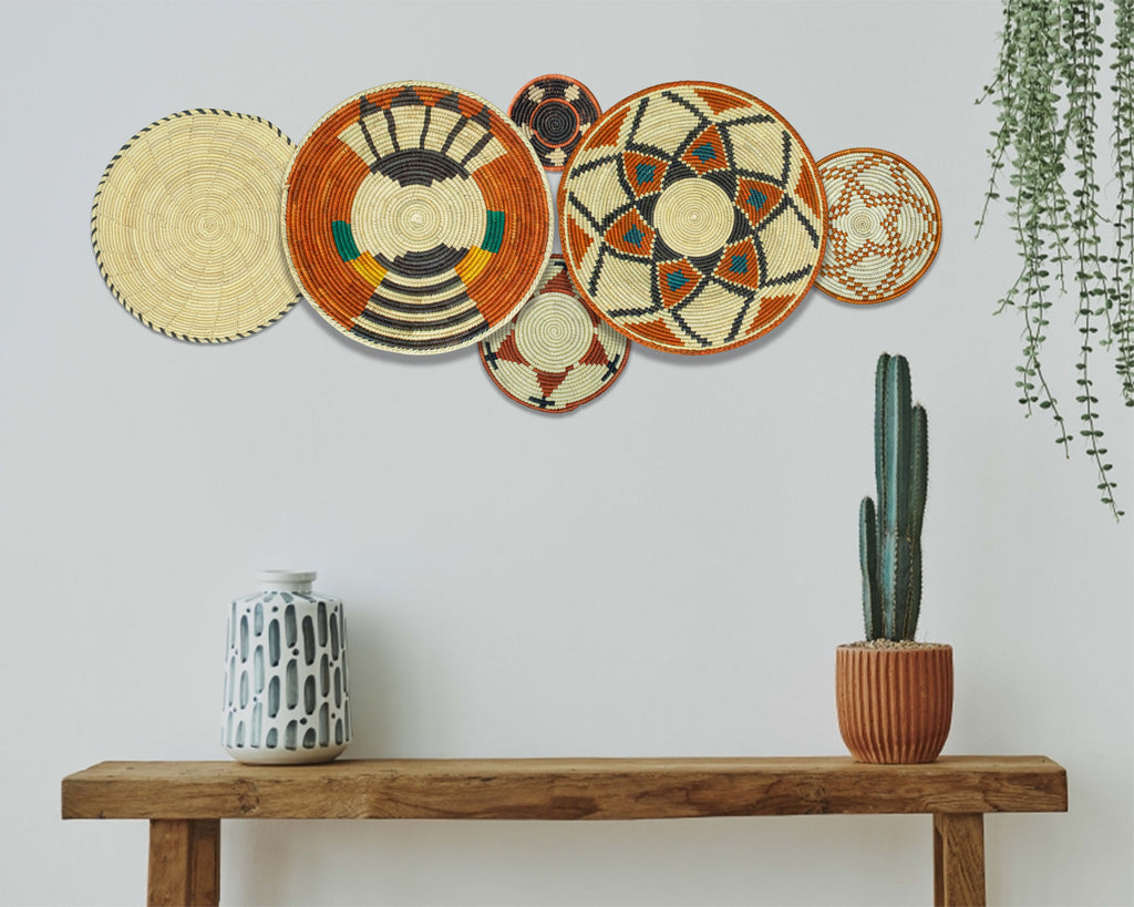 Set of 6 Handwoven wall baskets SET-398-6 N