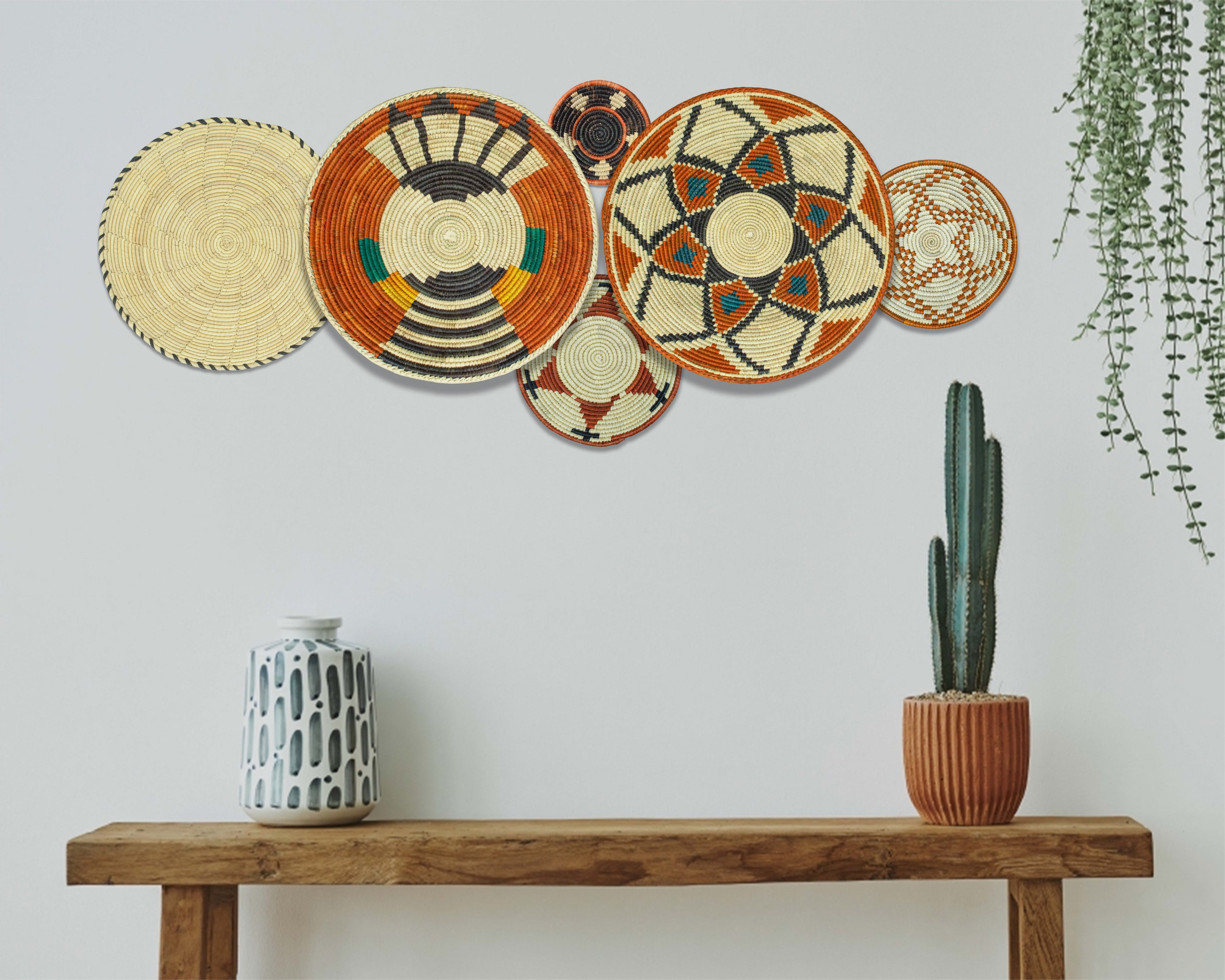 Set of 6 Handwoven wall baskets SET-398-6 N