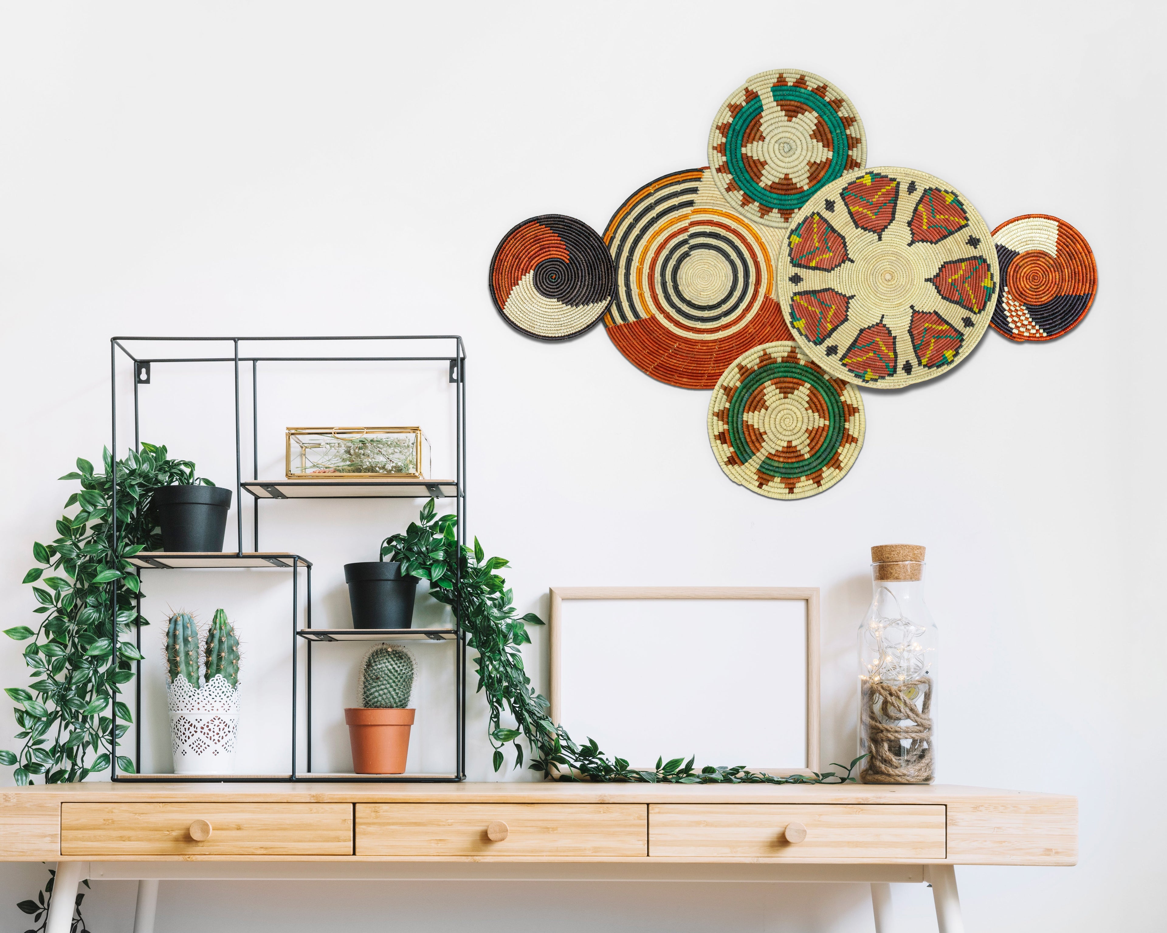 Set of 6 Handwoven wall baskets SET-281-6 N