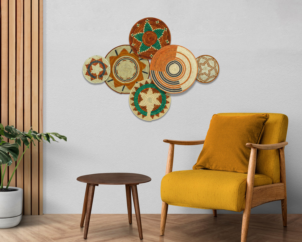 Set of 6 Handwoven wall baskets SET-277-6 N