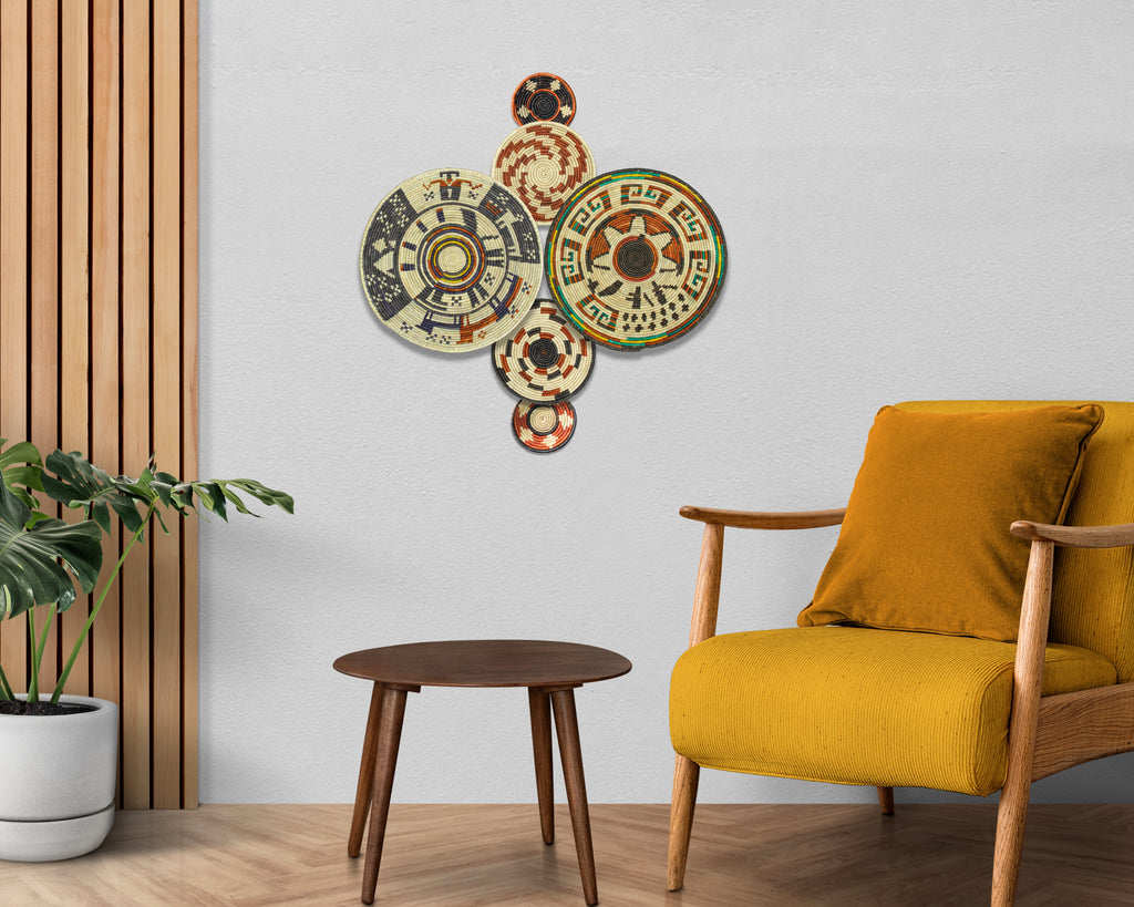 Set of 6 Handwoven wall baskets SET-283-6 N