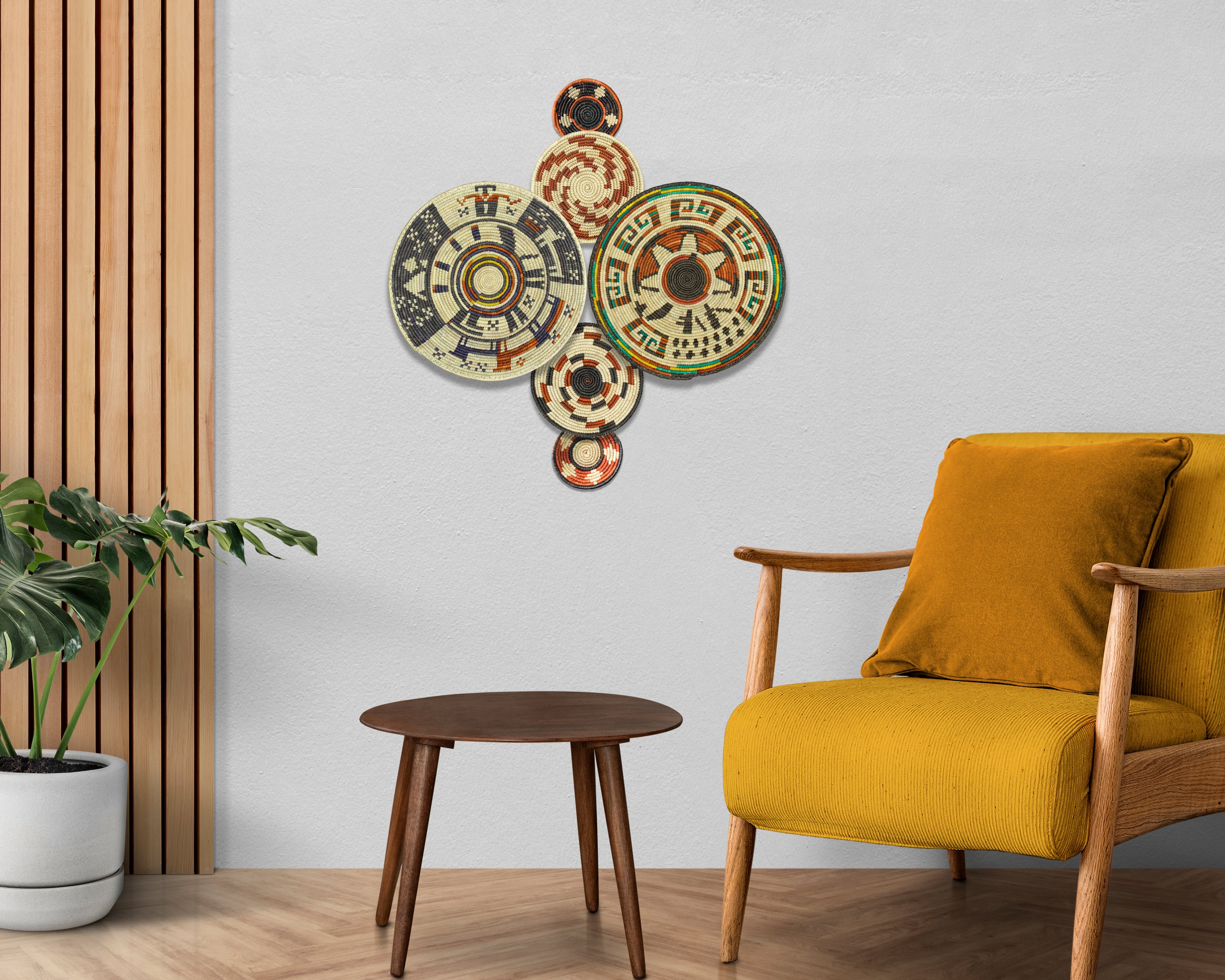 Set of 6 Handwoven wall baskets SET-283-6 N