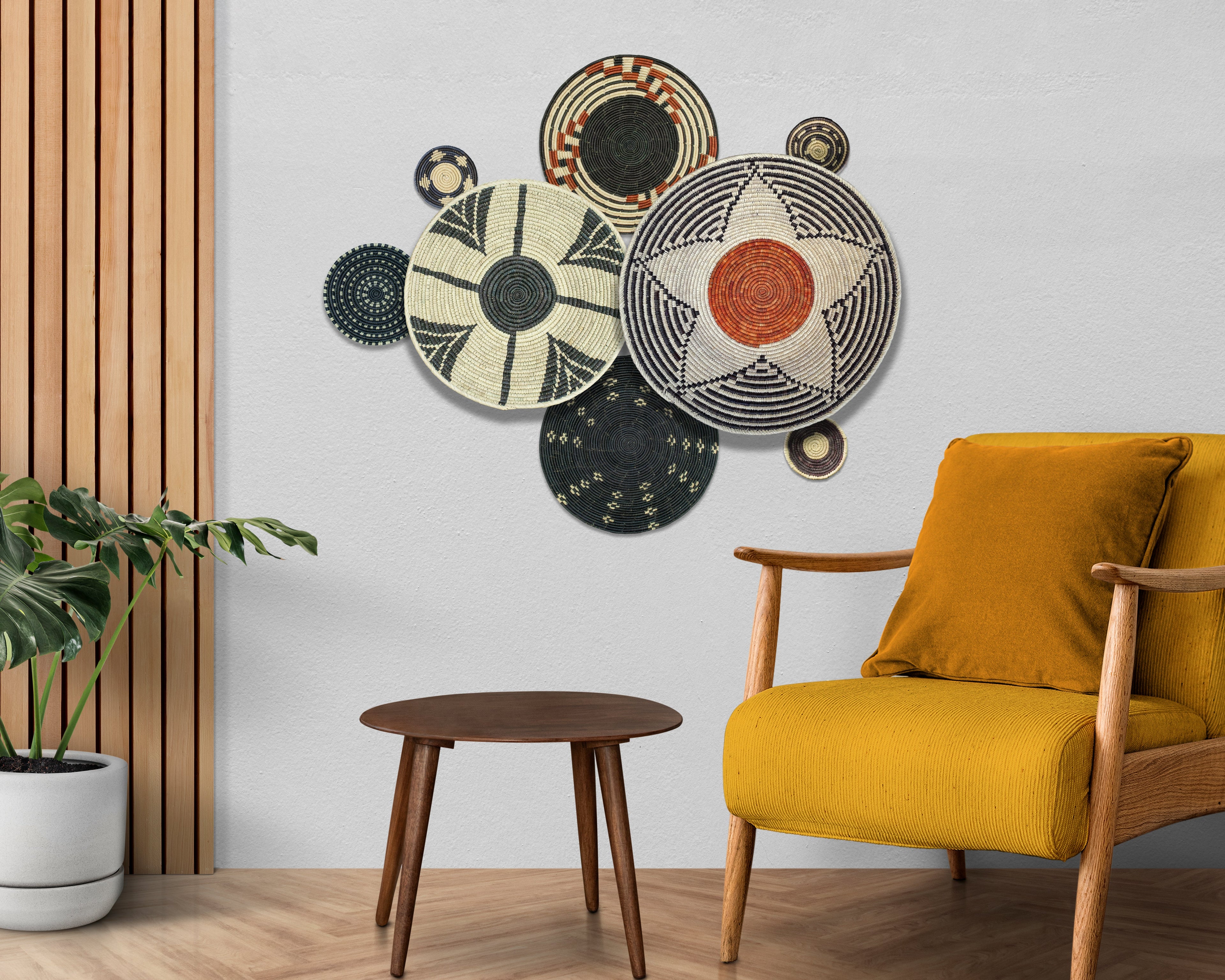 Set of 8 Handwoven wall baskets SET-331-8 N