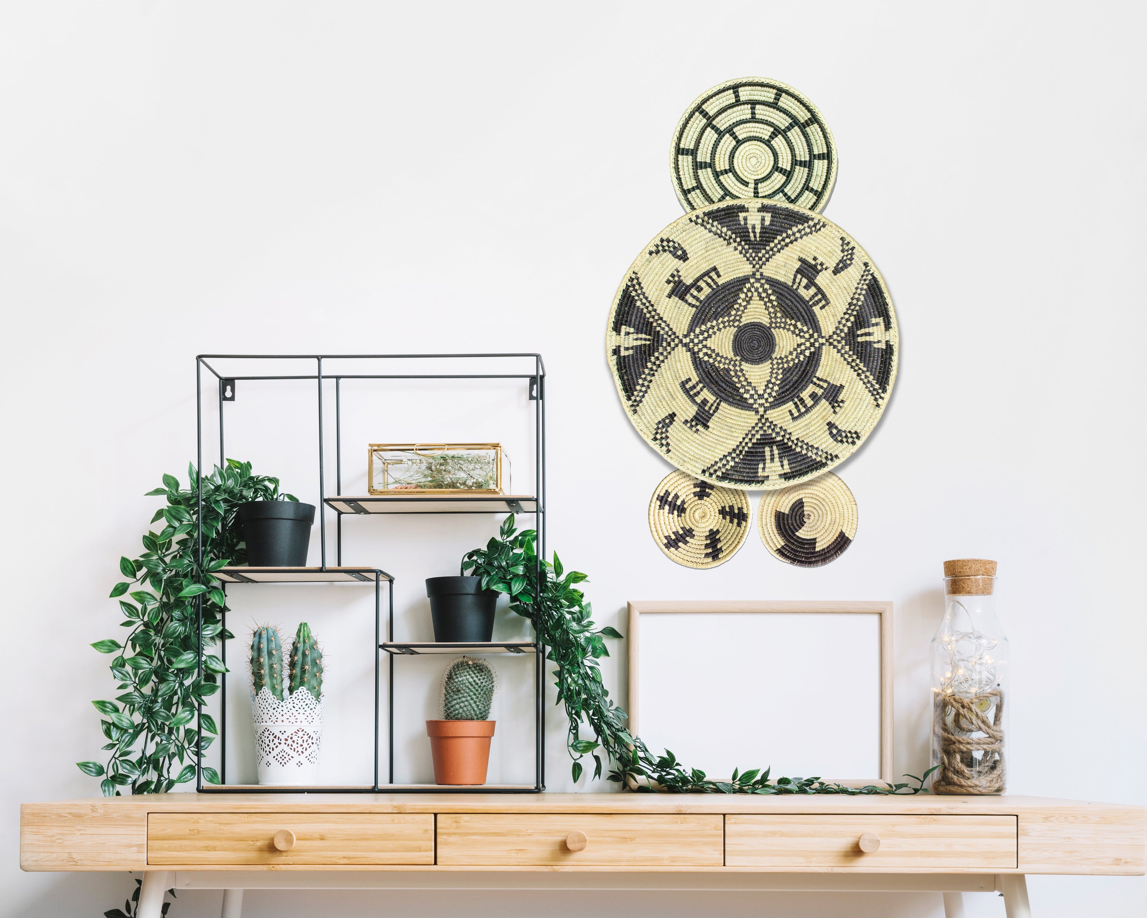 Set of 4 Handwoven wall baskets SET-239-4 N