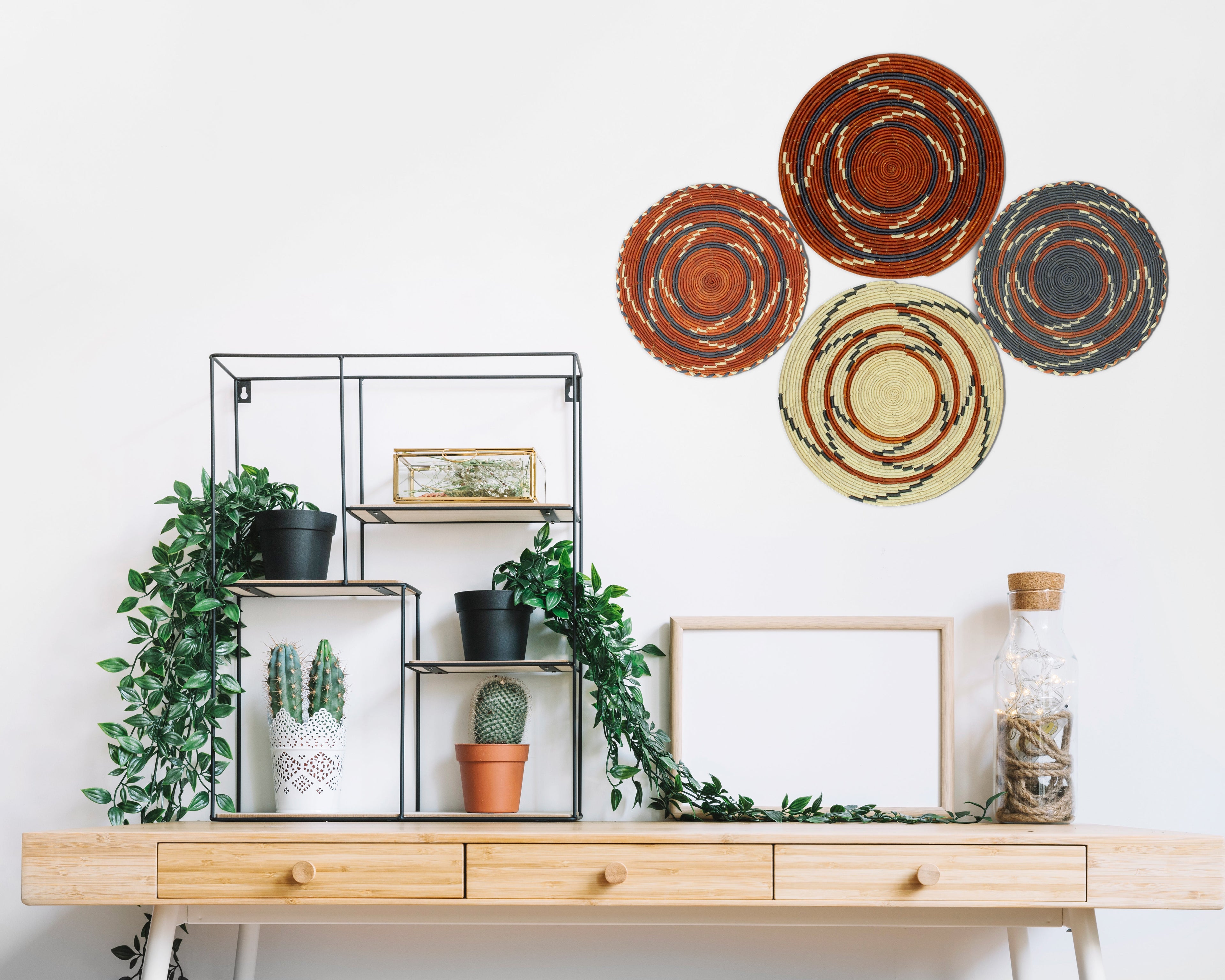 Set of 4 Handwoven wall baskets SET-228-4 N