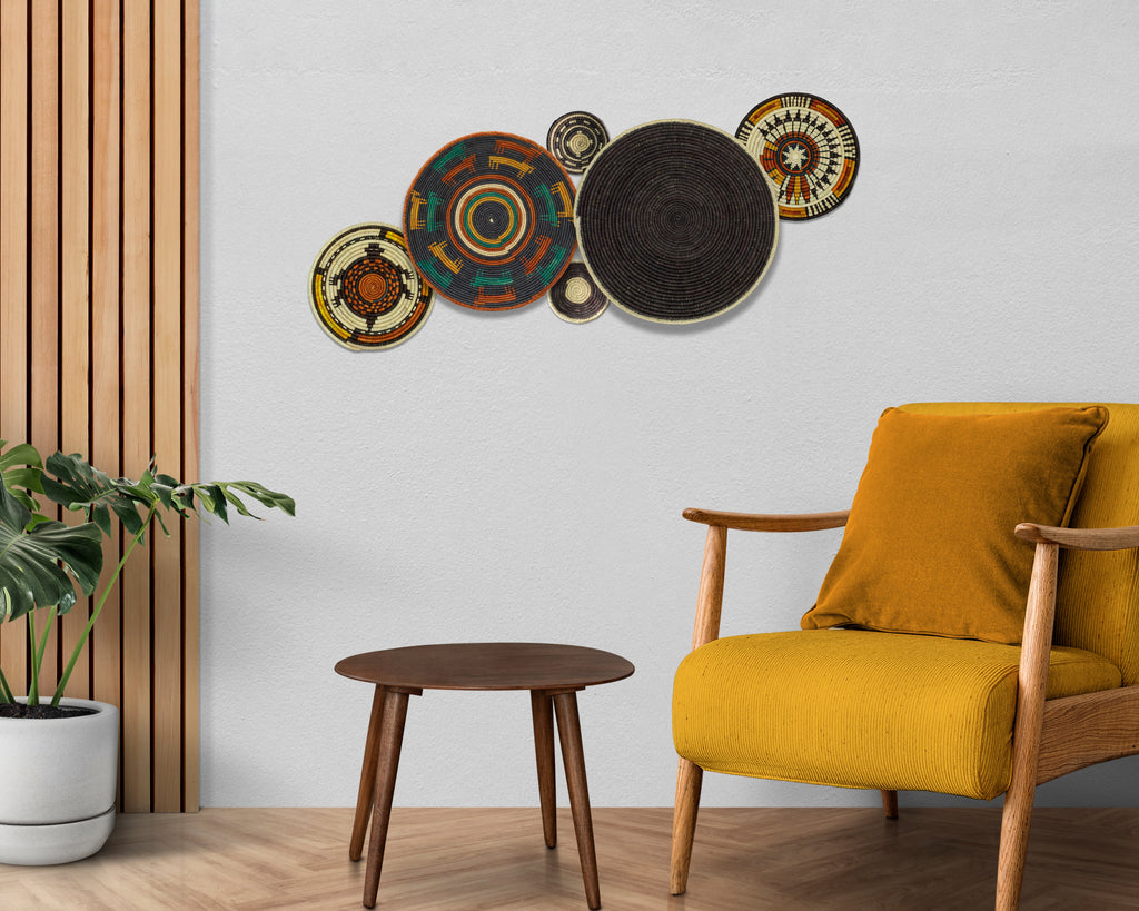 Set of 6 Handwoven wall baskets SET-299-6 N