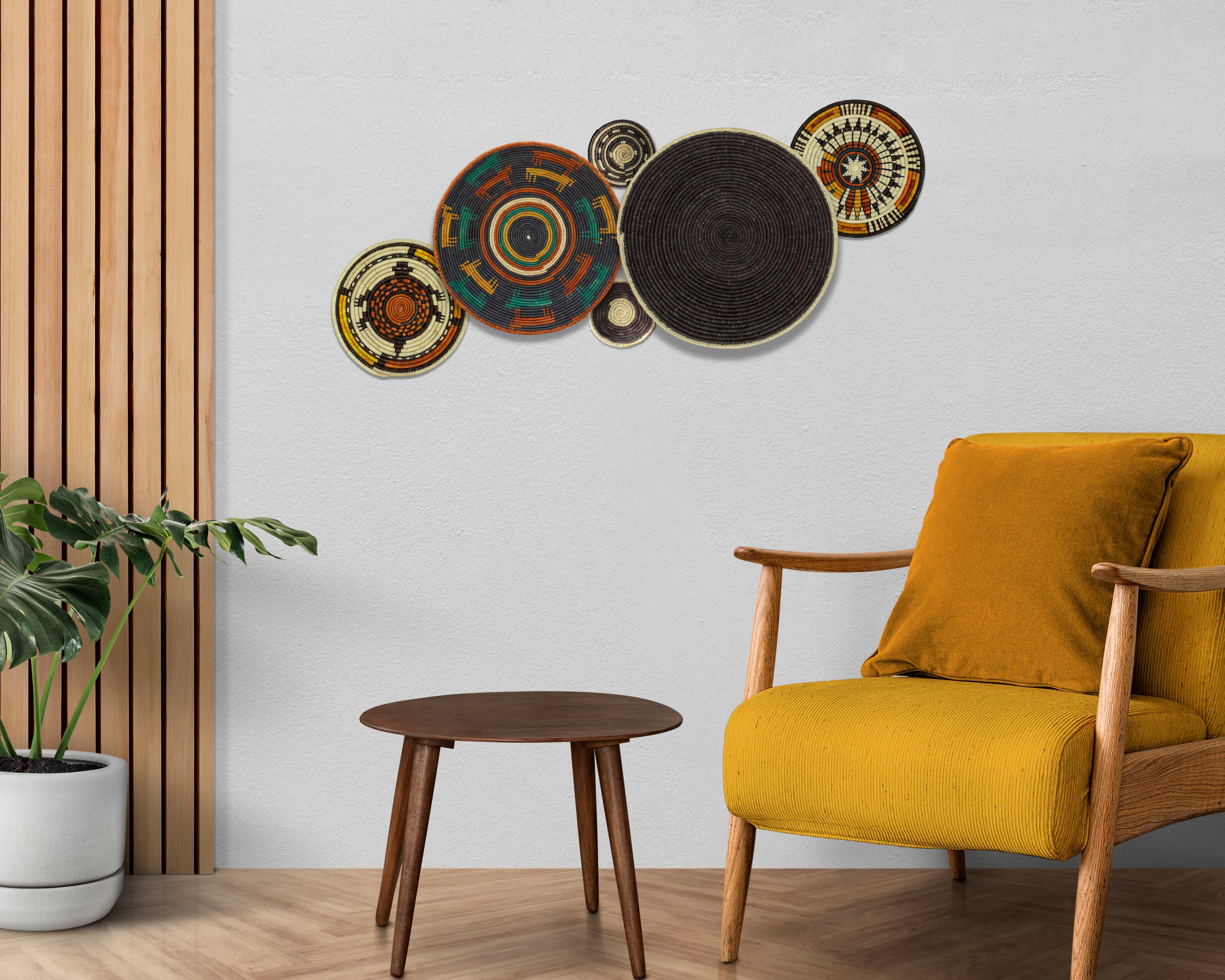 Set of 6 Handwoven wall baskets SET-299-6 N