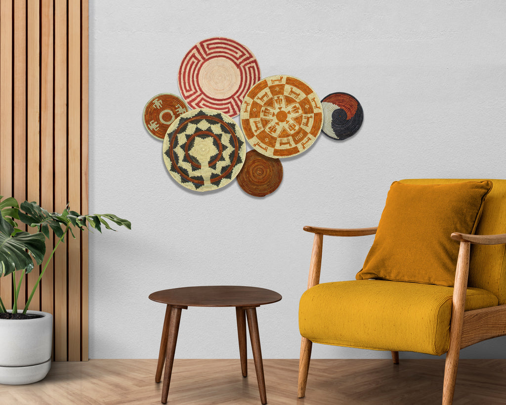 Set of 6 Handwoven wall baskets SET-291-6 N