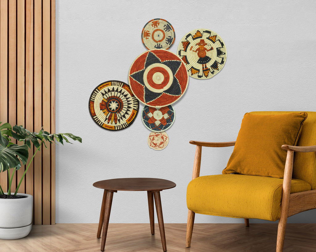 Set of 6 Handwoven wall baskets SET-391-6 N