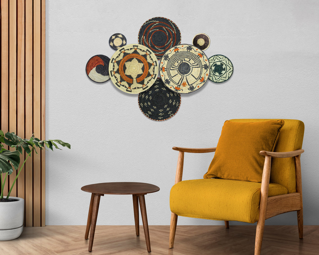 Set of 8 Handwoven wall baskets SET-247-8 N