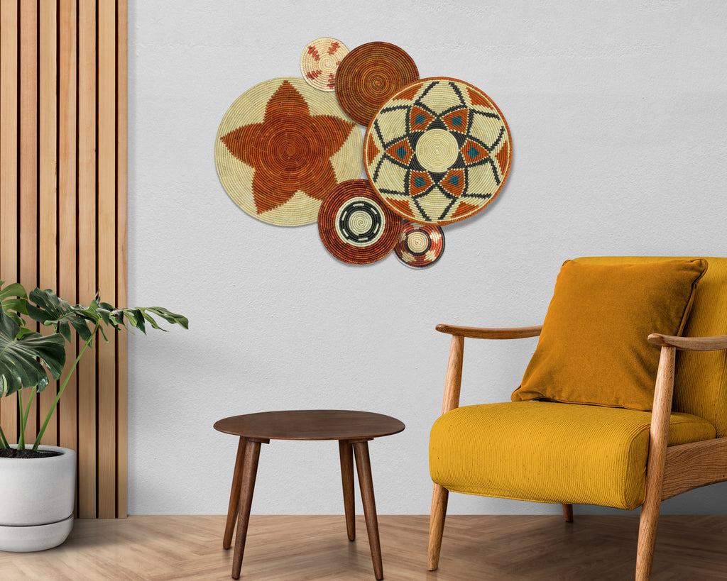 Set of 6 Handwoven wall baskets SET-379-6 N