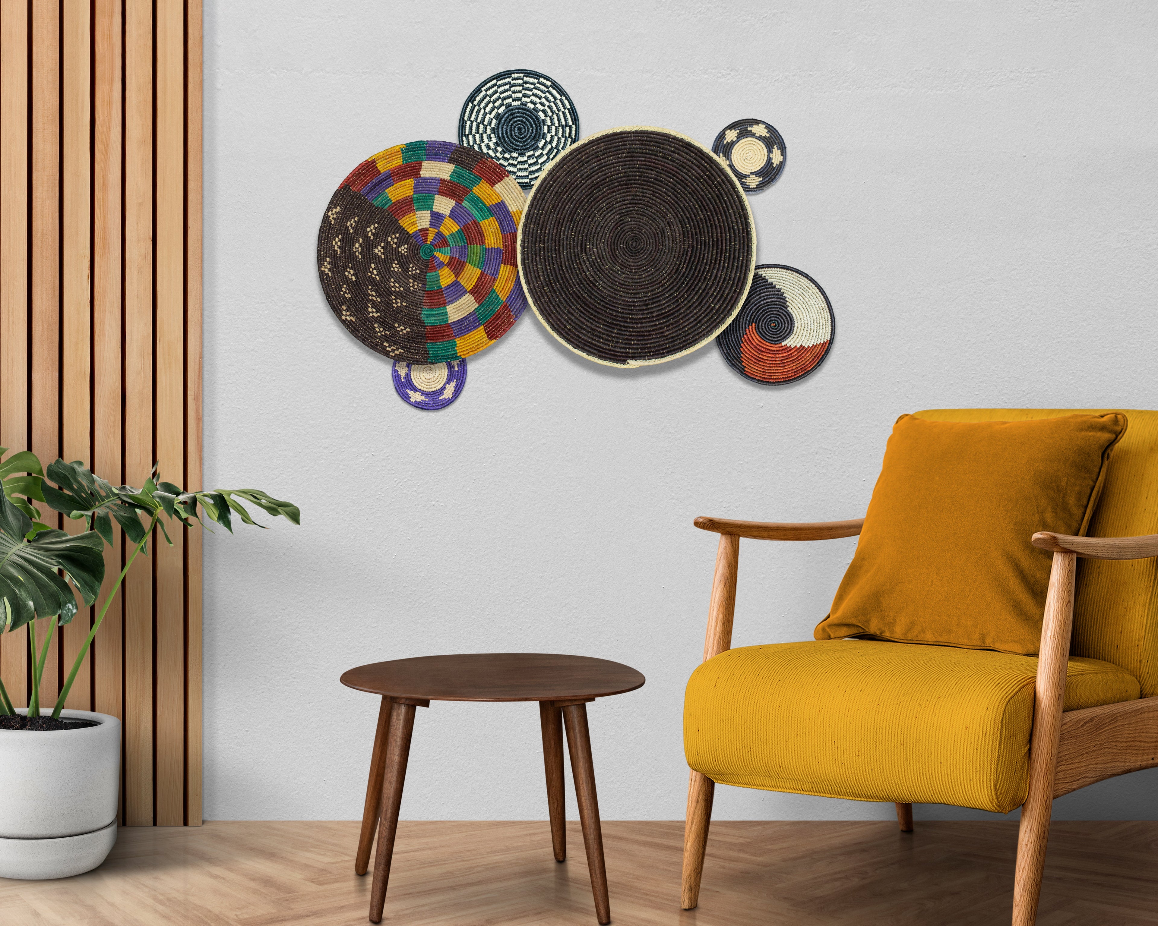 Set of 6 Handwoven wall baskets SET-377-6 N