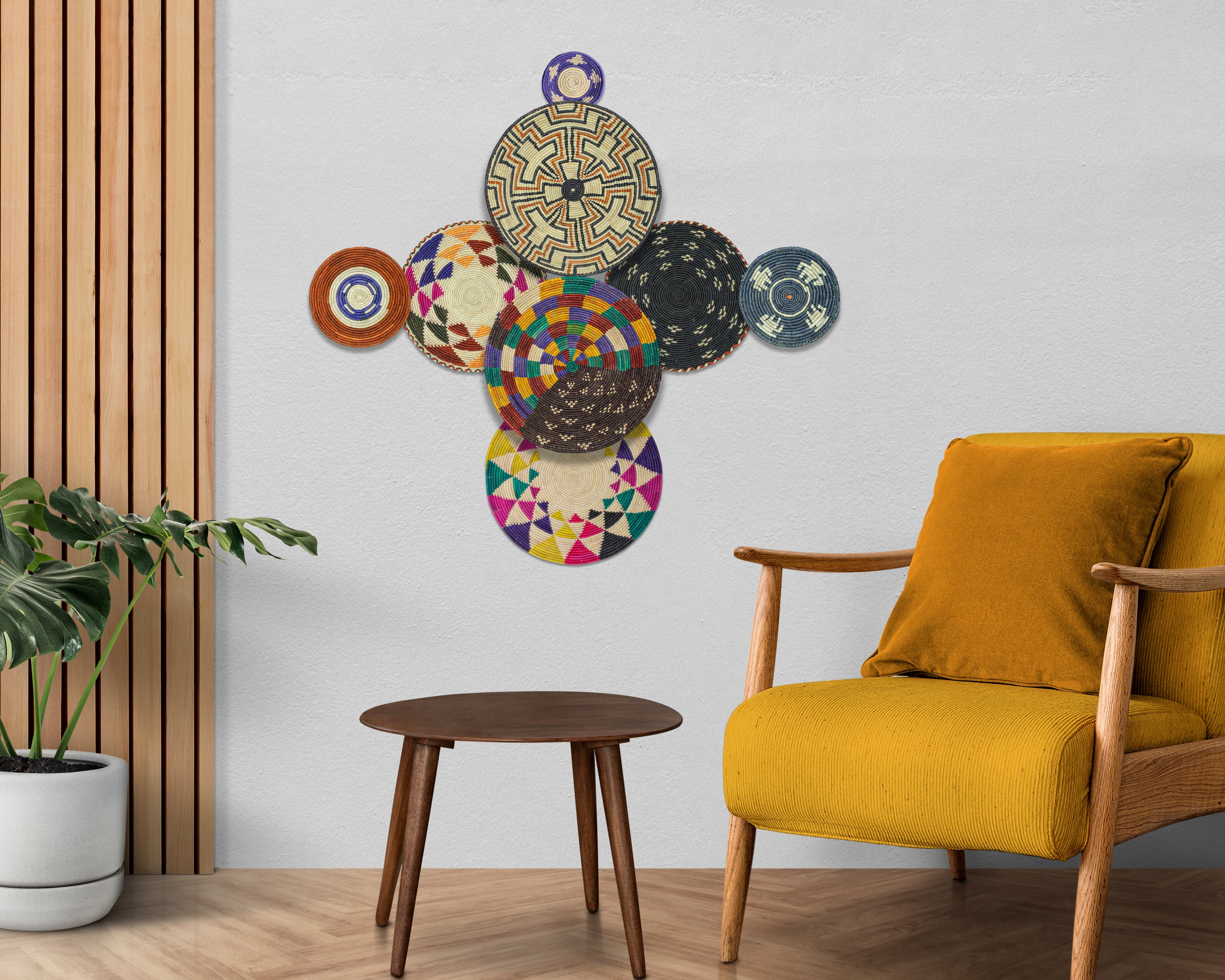 Set of 8 Handwoven wall baskets SET-348-8 N