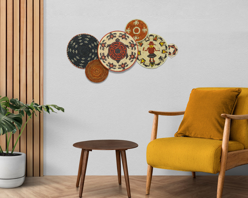 Set of 6 Handwoven wall baskets SET-289-6 N