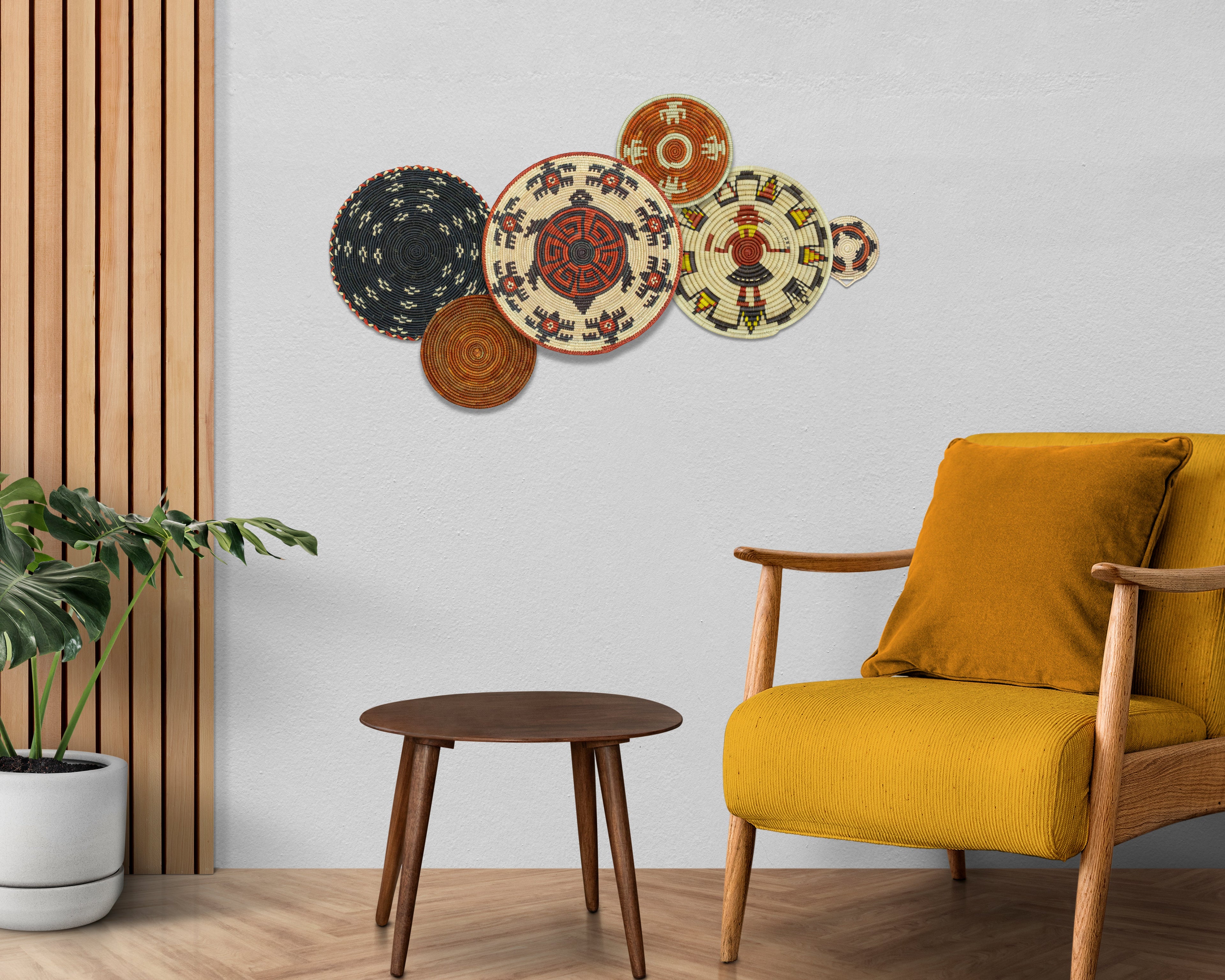 Set of 6 Handwoven wall baskets SET-289-6 N