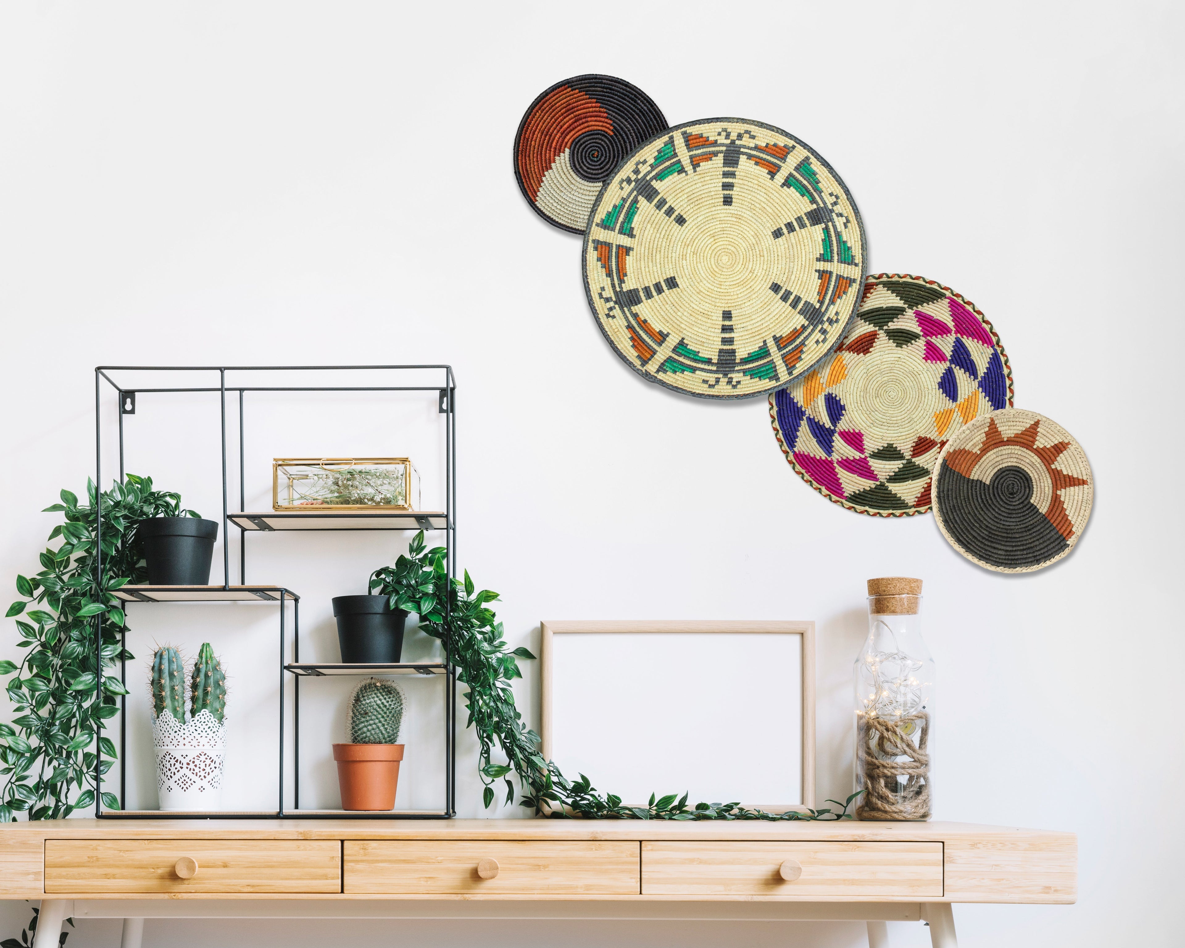 Set of 4 Handwoven wall baskets SET-240-4 N