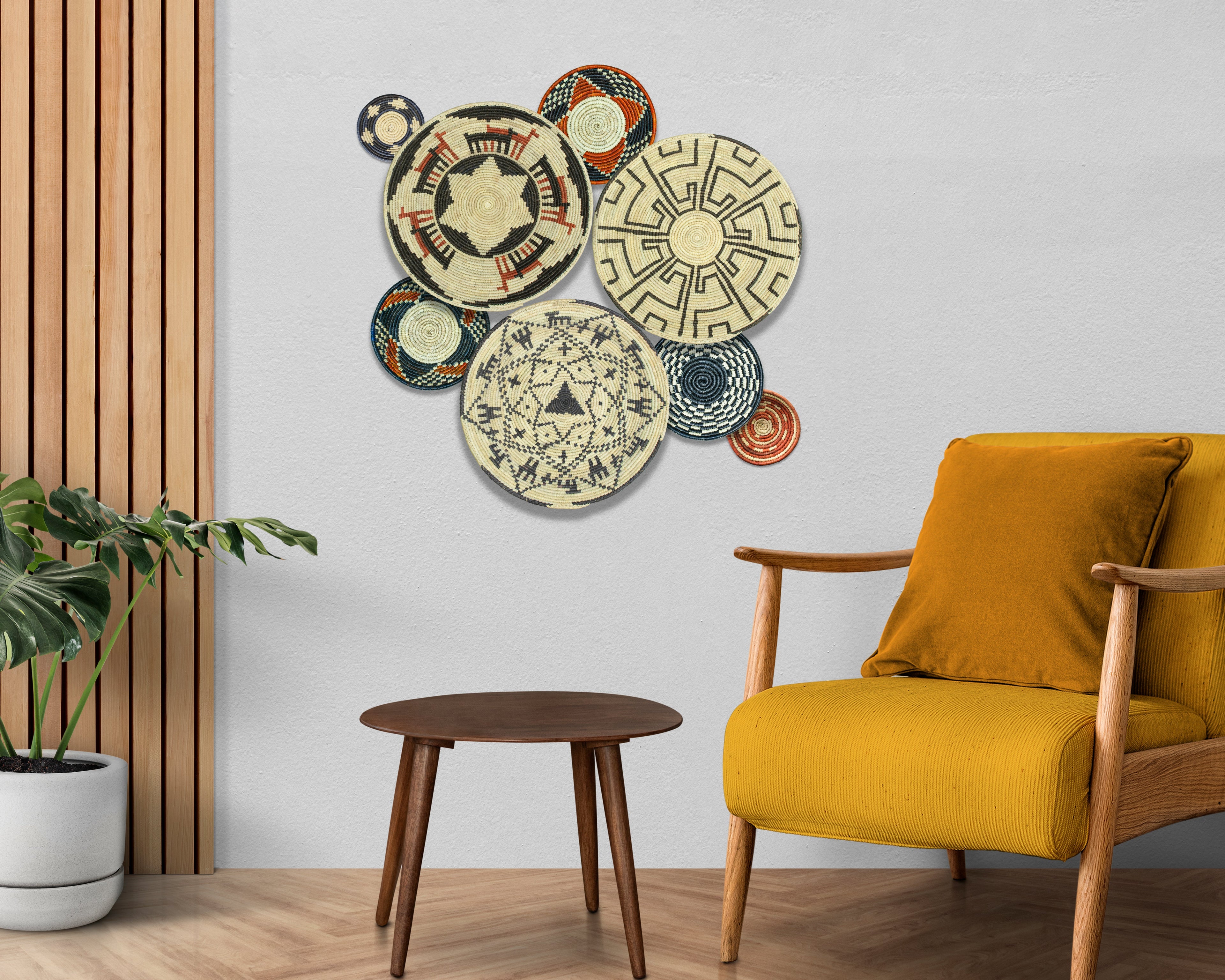 Set of 8 Handwoven wall baskets SET-364-8 N