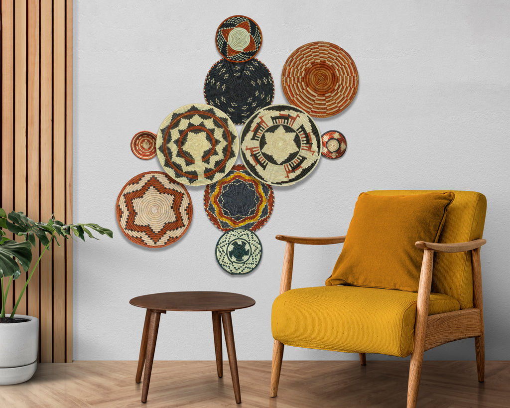 Set of 10 Handwoven wall baskets SET-405-10 N