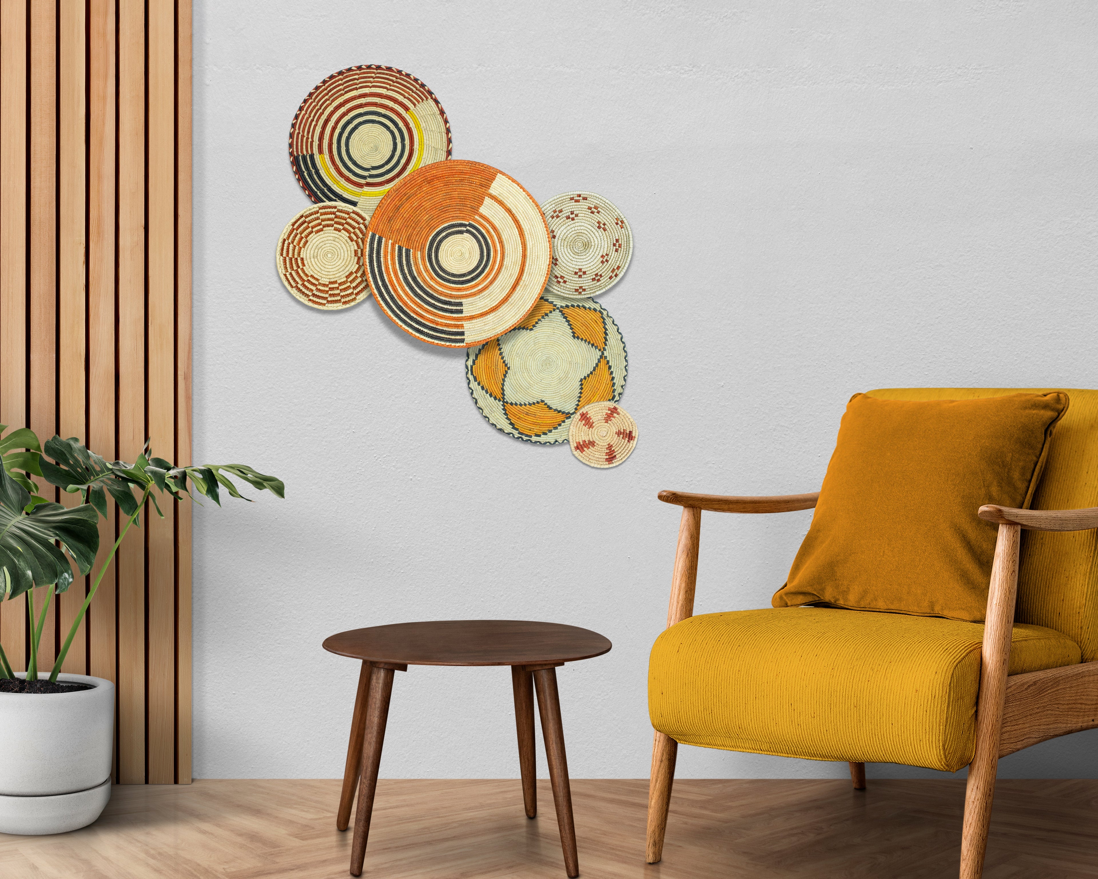 Set of 6 Handwoven wall baskets SET-374-6 N