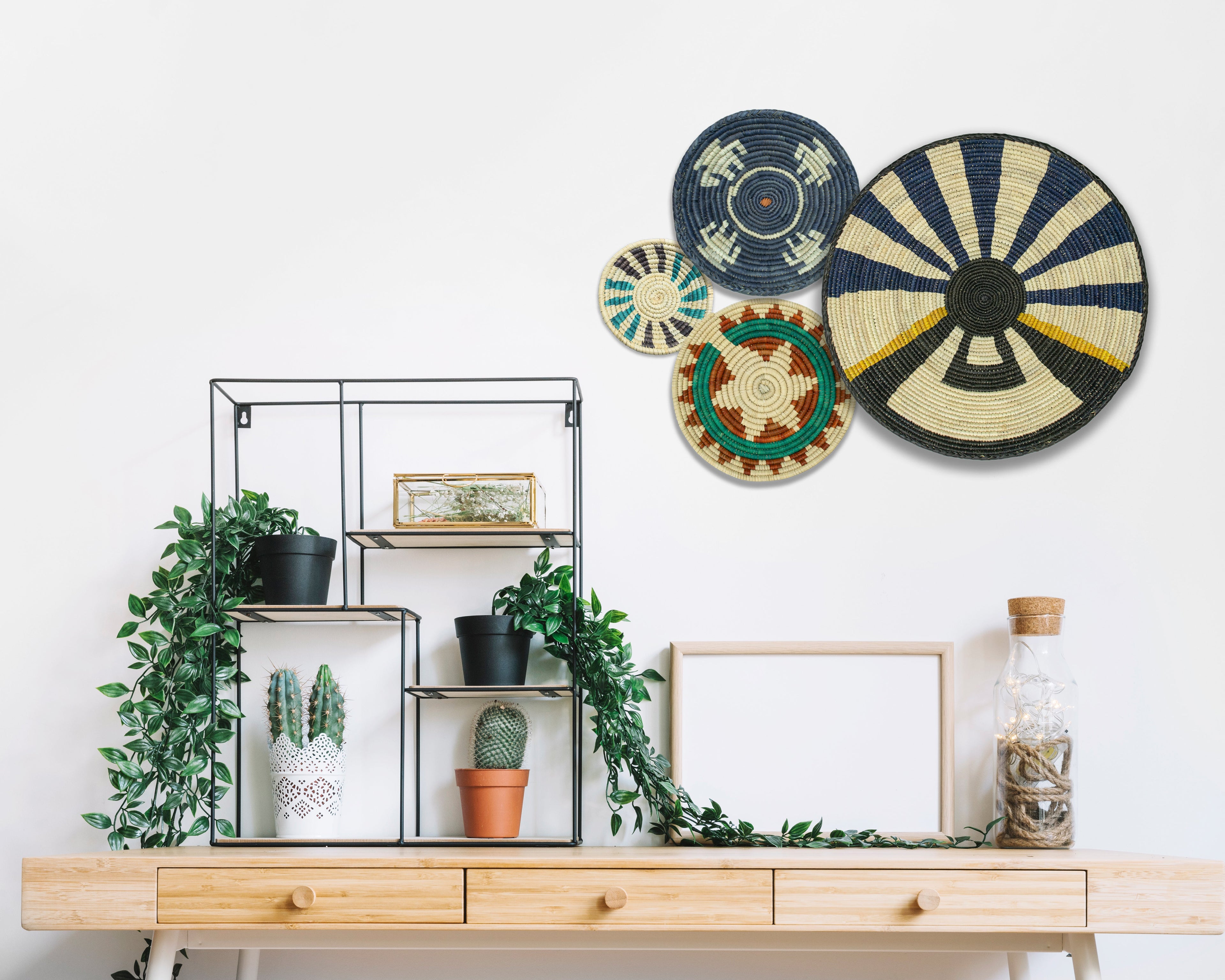 Set of 4 Handwoven wall baskets SET-236-4 N